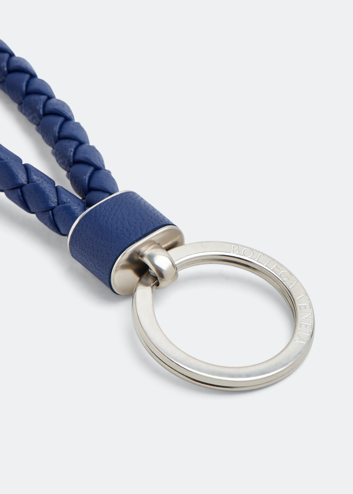 

Intrecciato-woven leather keyring, Blue