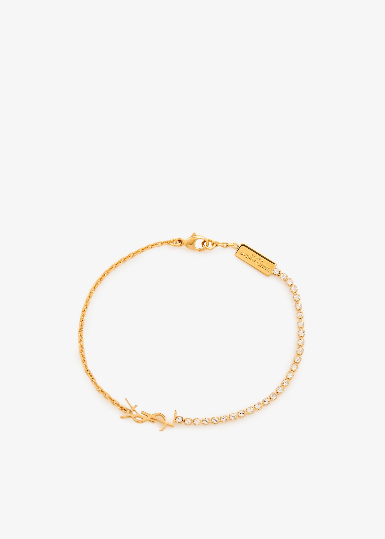 Saint laurent gold on sale logo chain bracelet