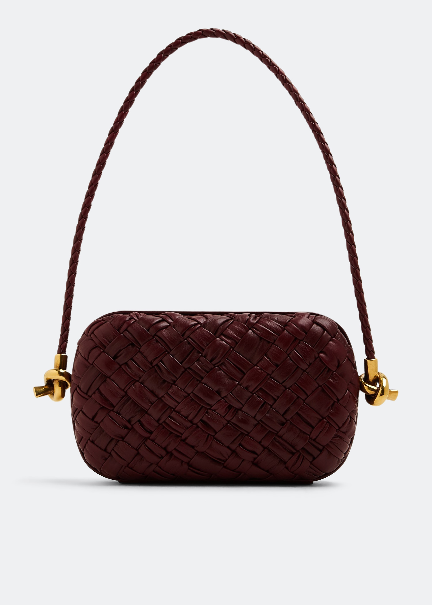 Knot Intreccio Leather Clutch in Brown - Bottega Veneta