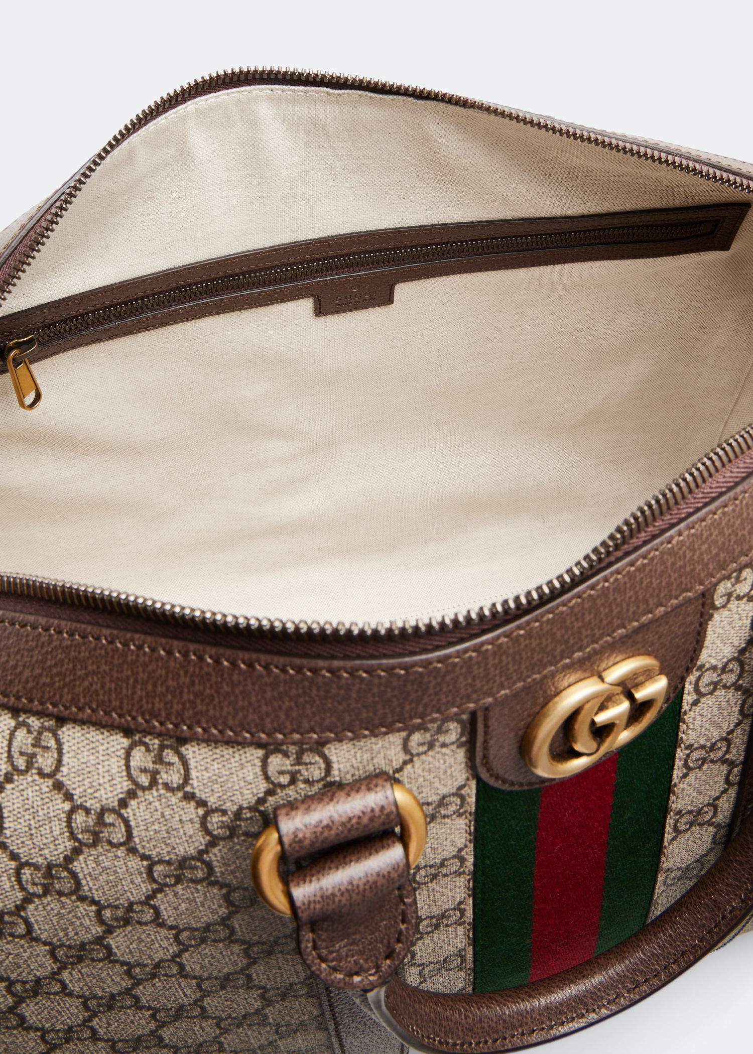 Gucci Savoy medium bowling bag in beige and ebony Supreme