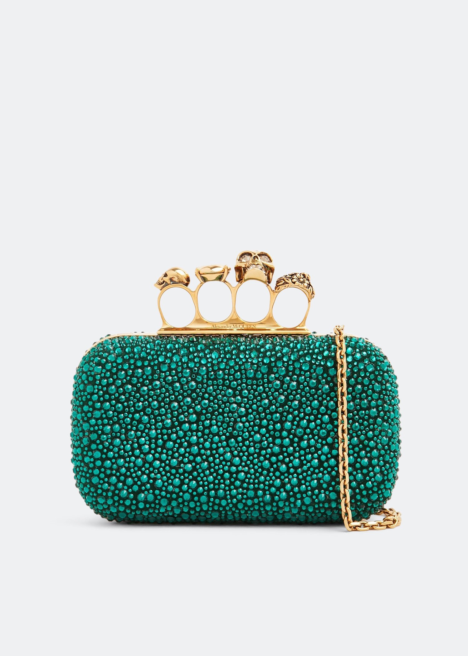 McQueen Skull Four Ring clutch for Women Green in KSA Level Shoes