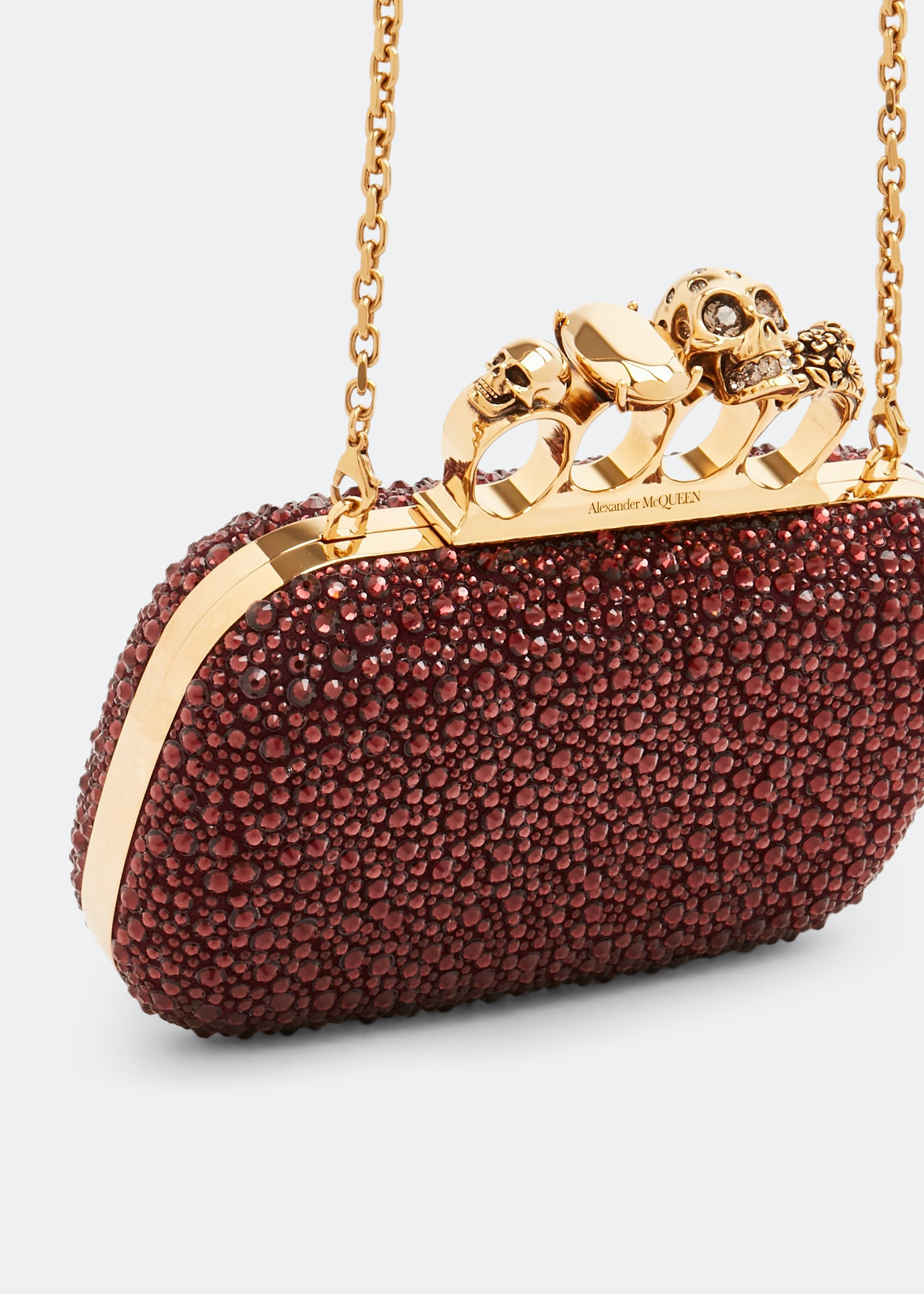 

Skull Four Ring clutch, Burgundy