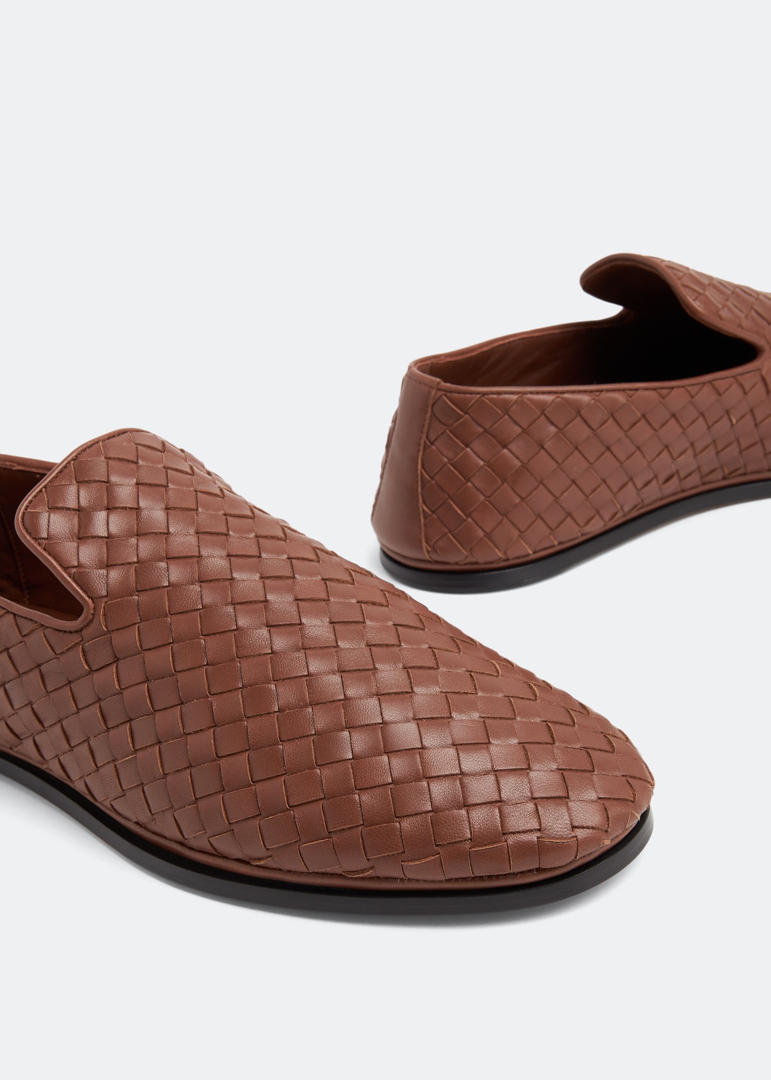 

Intrecciato leather slippers, Brown