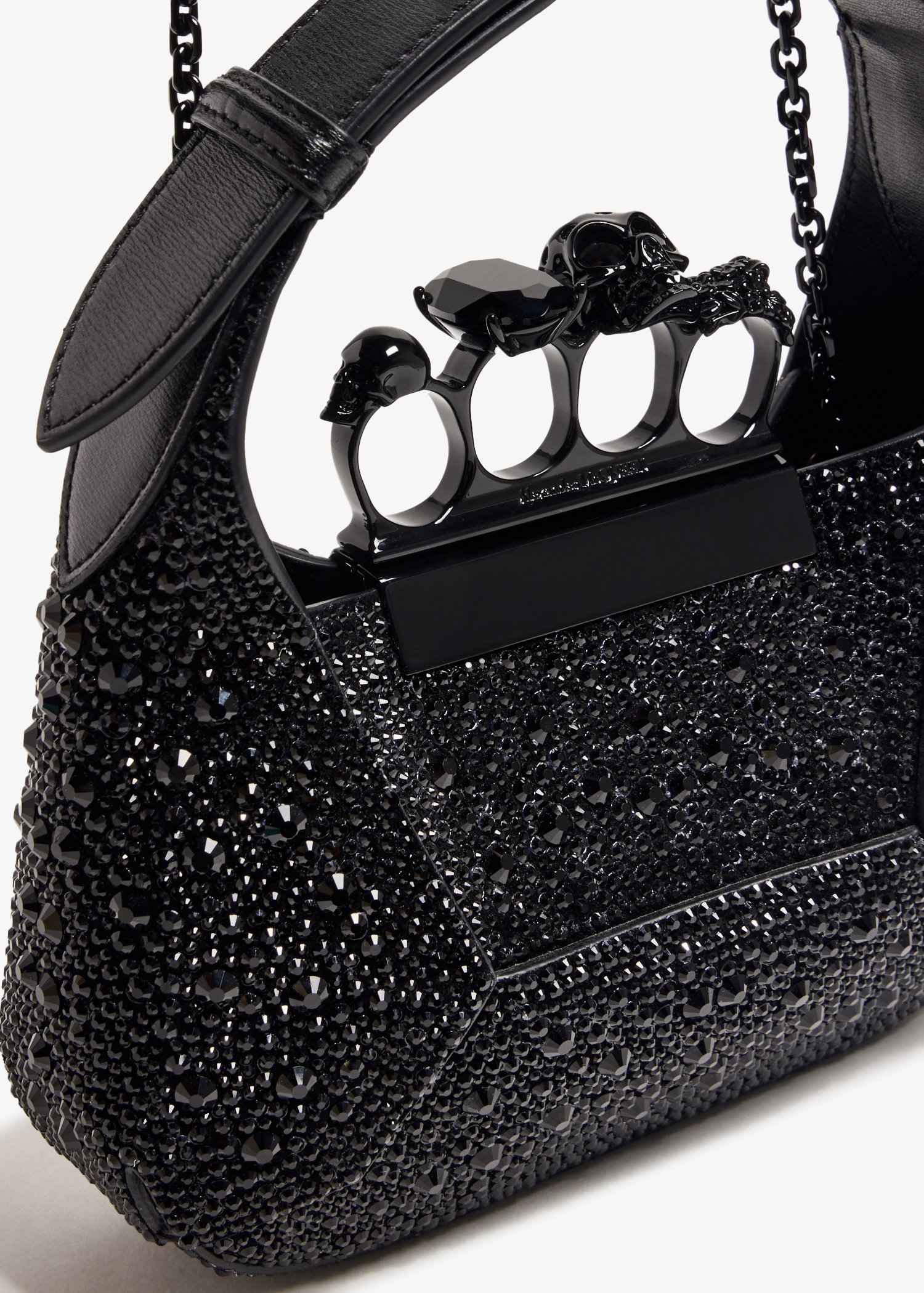 

Jewelled mini hobo bag, Black