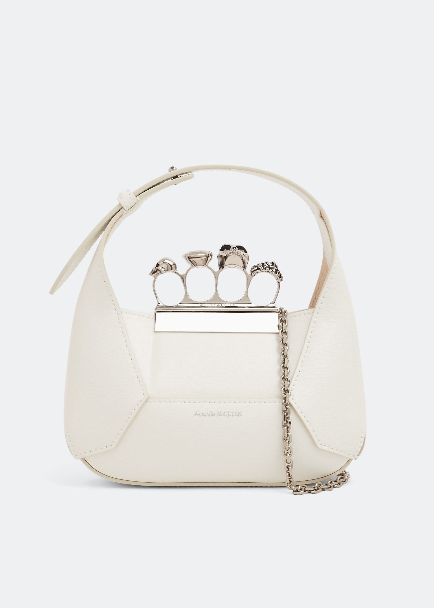 

Jewelled mini hobo bag, White