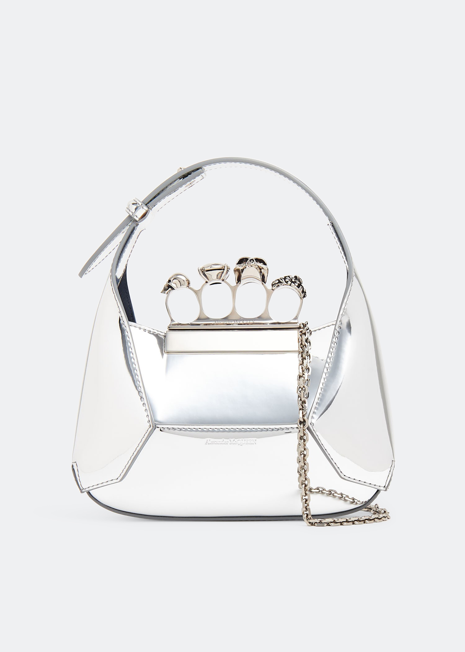 

Jewelled mini hobo bag, Silver