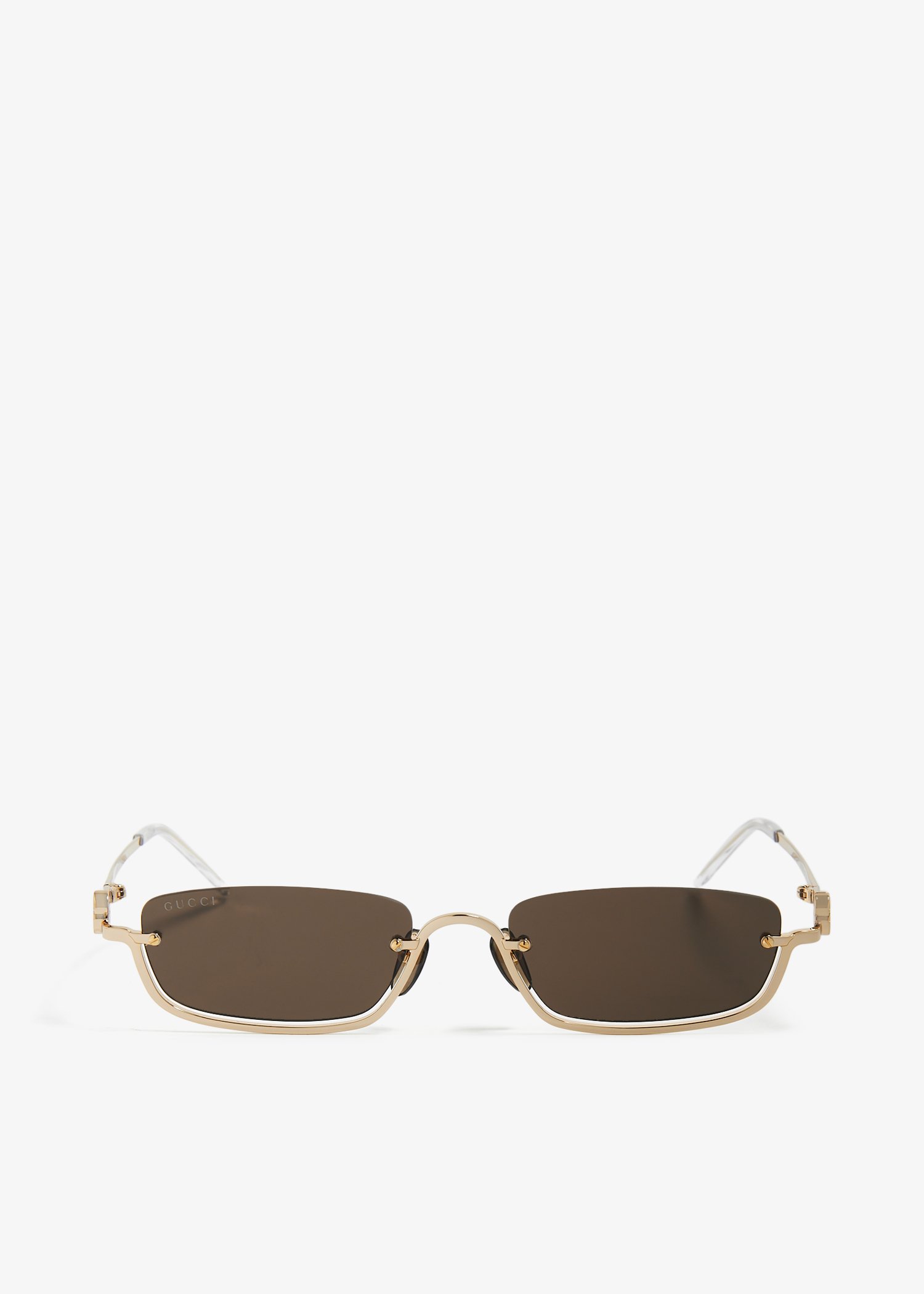 

Rectangular-frame sunglasses, Gold