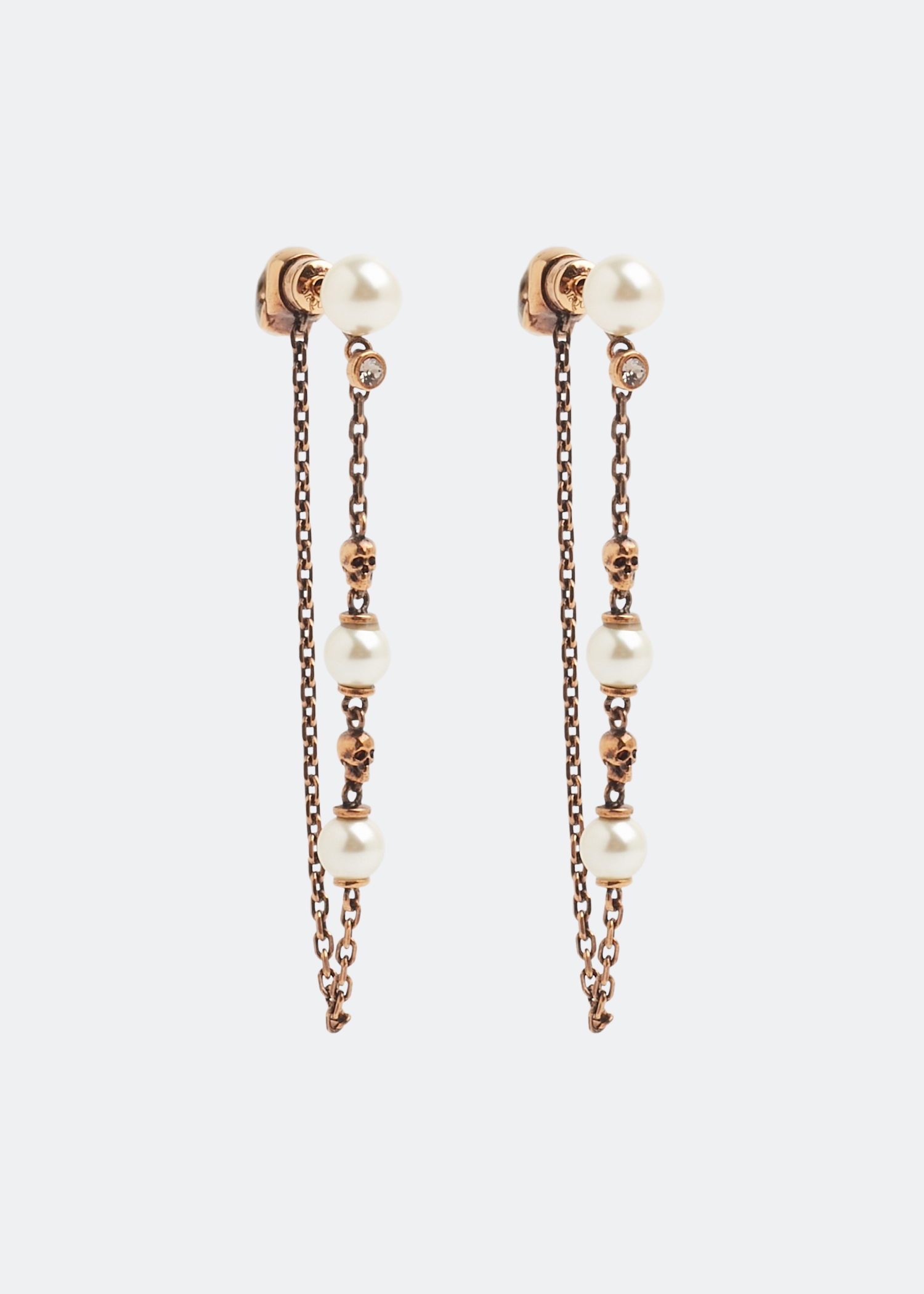 

Pearl & Skull earrings, Gold