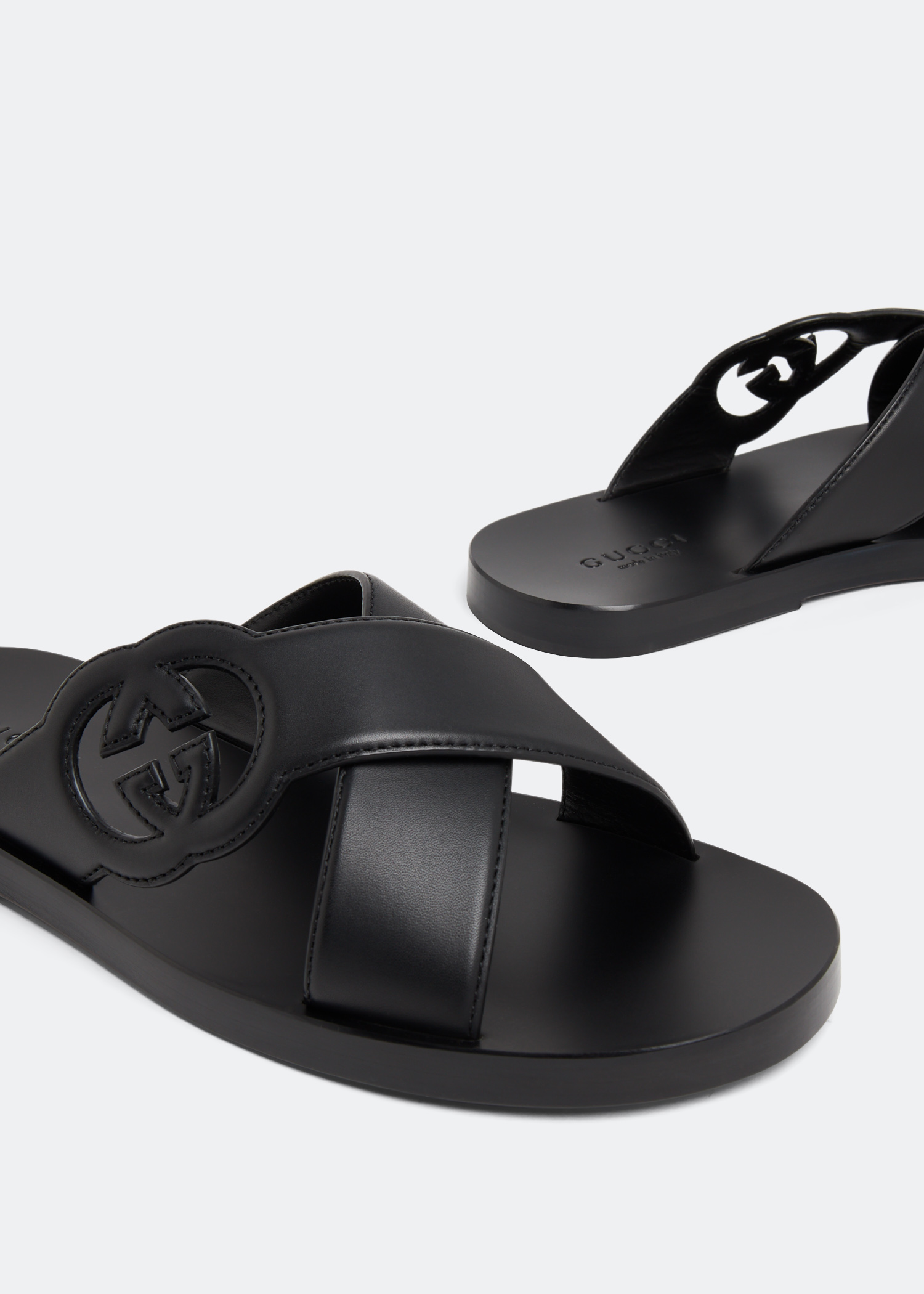 

Interlocking G slide sandals, Black