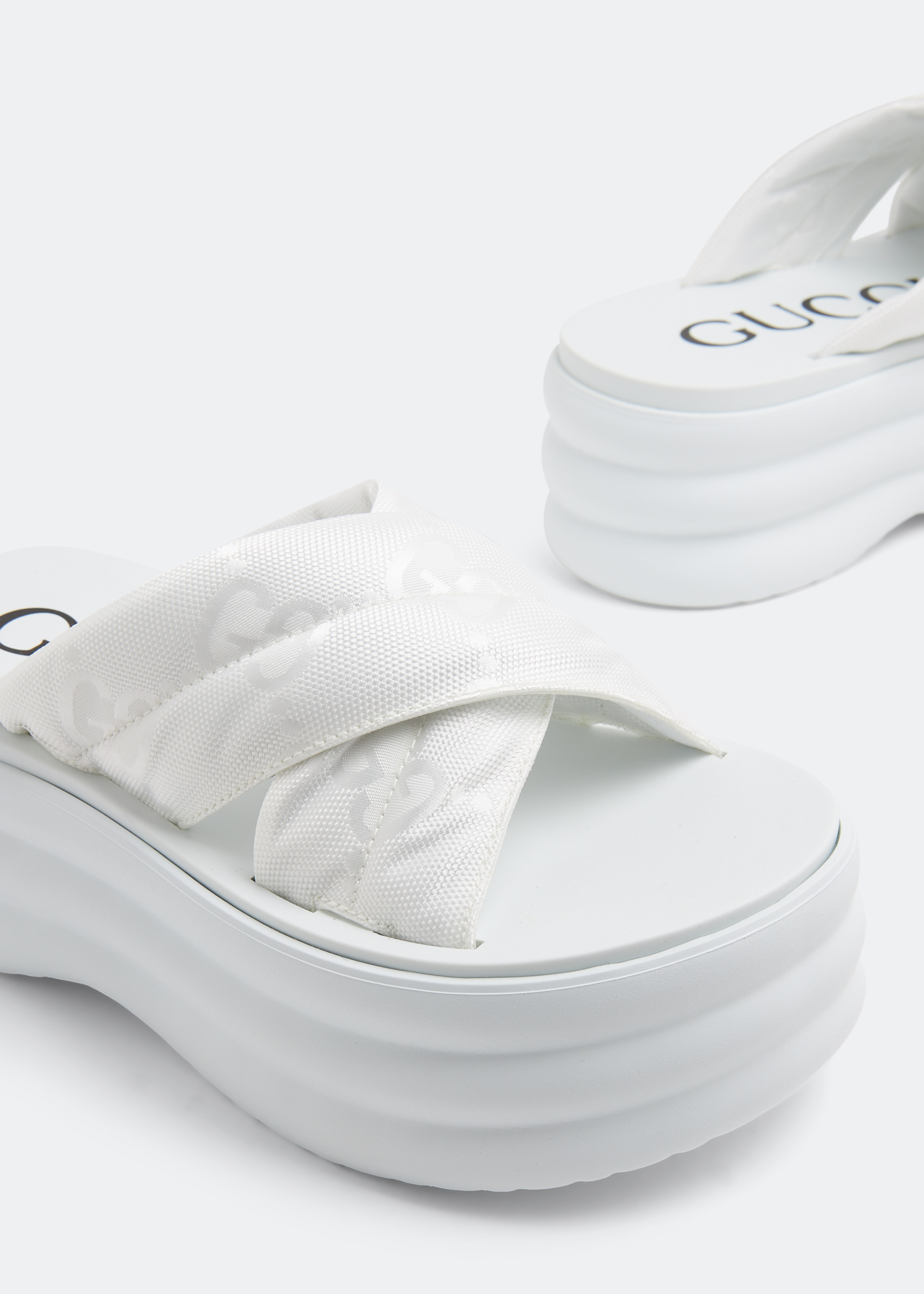 

GG platform slide sandals, White