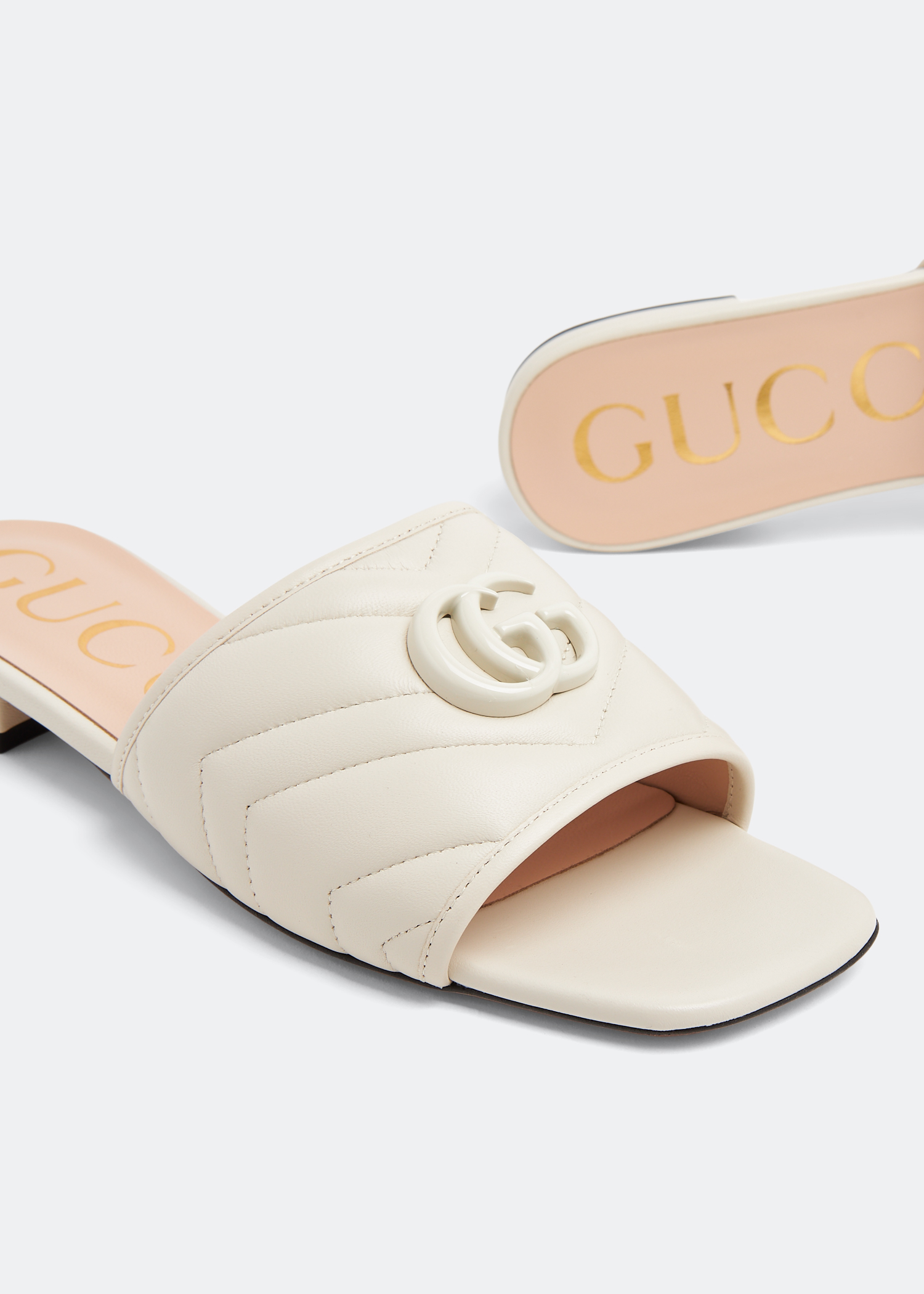 

Double G slide sandals, White