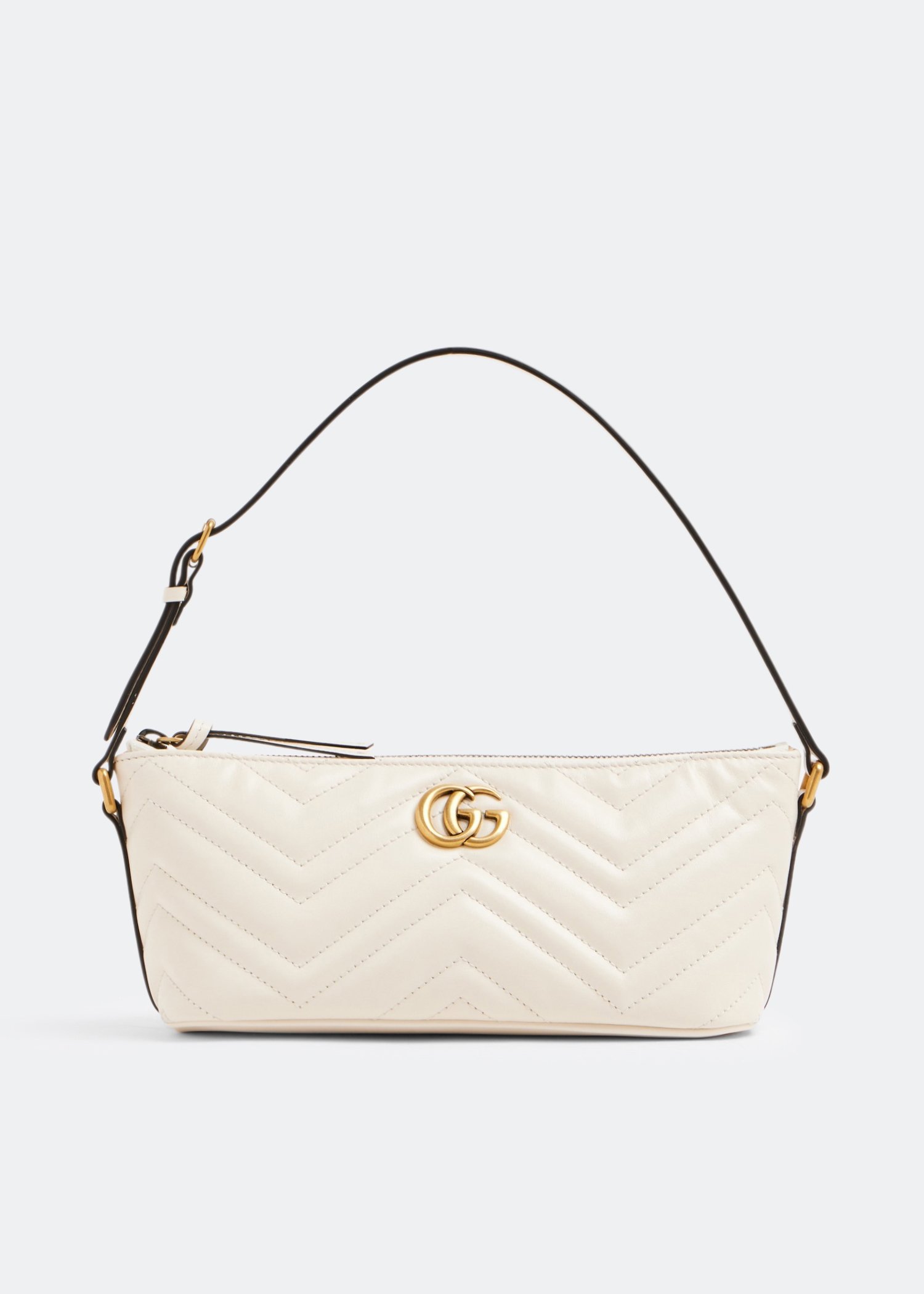 GUCCI Calfskin Matelasse Mini GG Marmont Shoulder Bag White