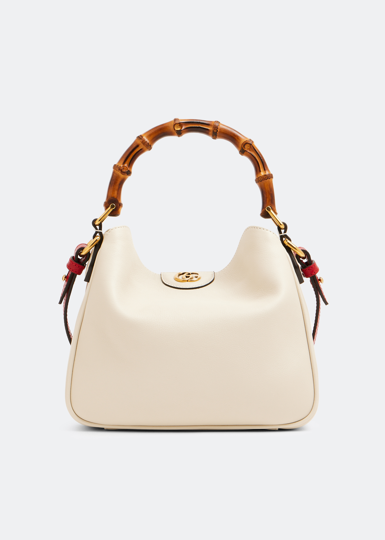 New Gucci White Leather w/Bamboo Handles Women's Purse "