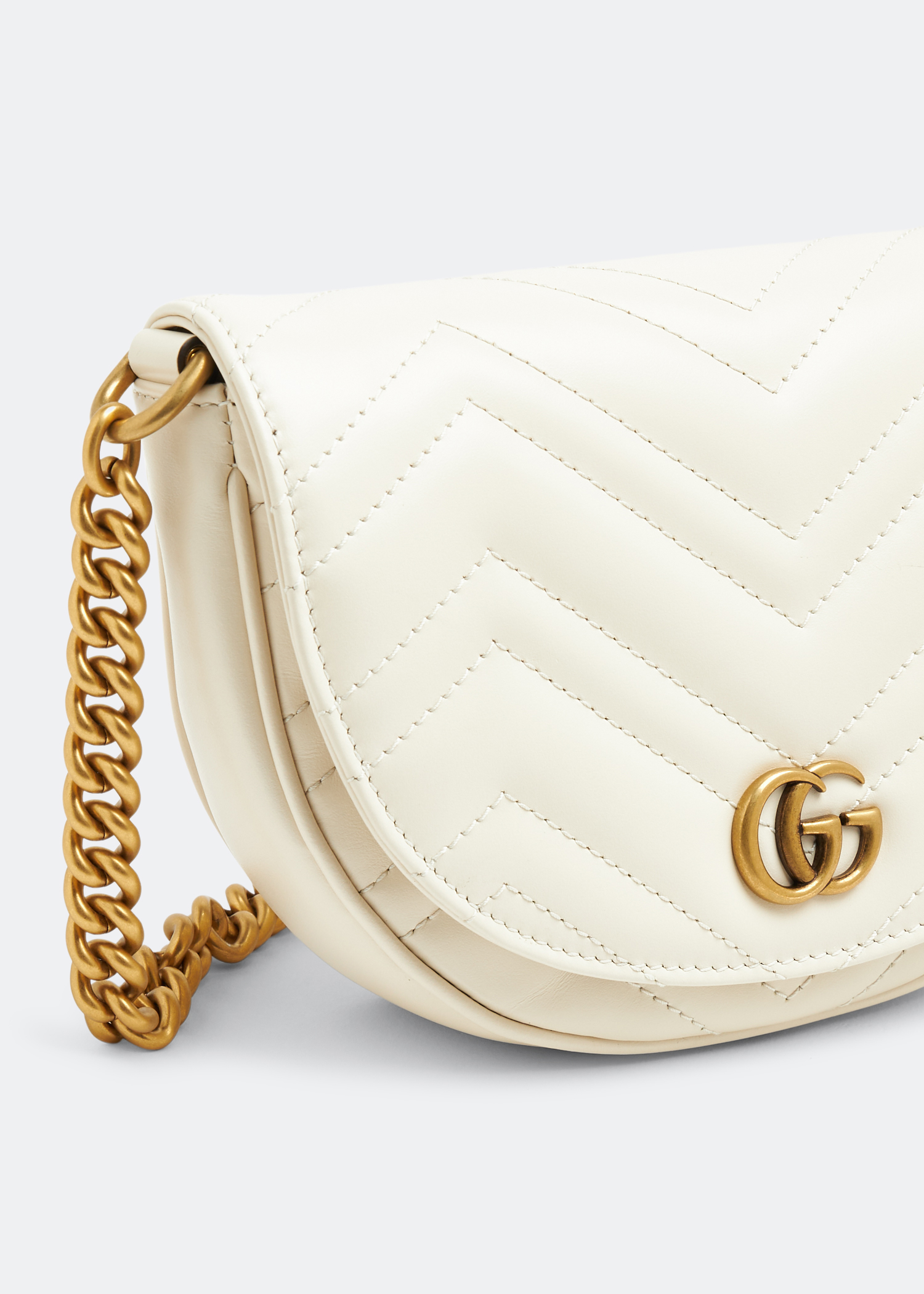 

GG Marmont matelassé chain mini bag, White