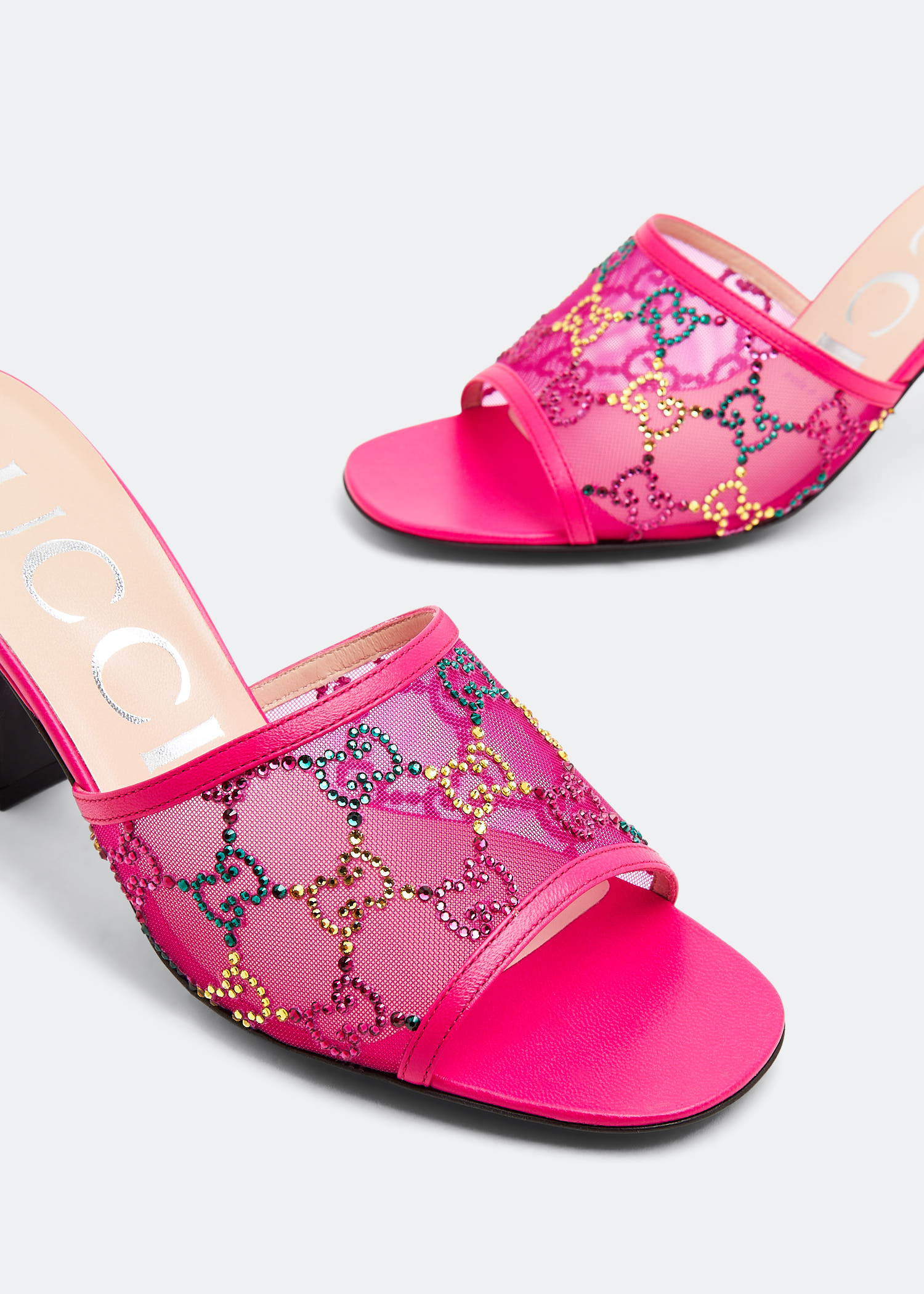 

GG mid-heel slide sandals, Pink