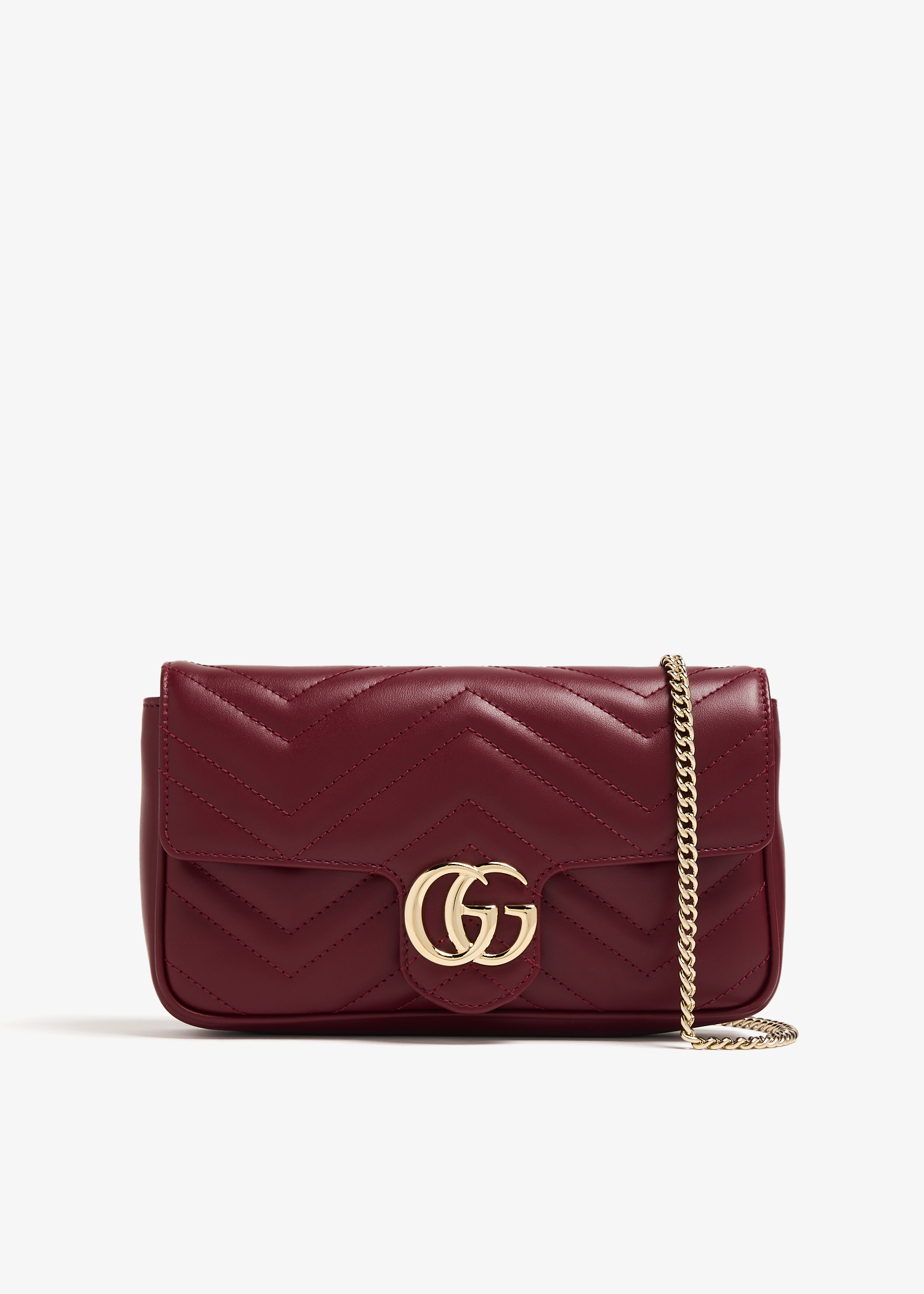 

GG Marmont mini card case chain wallet, Red