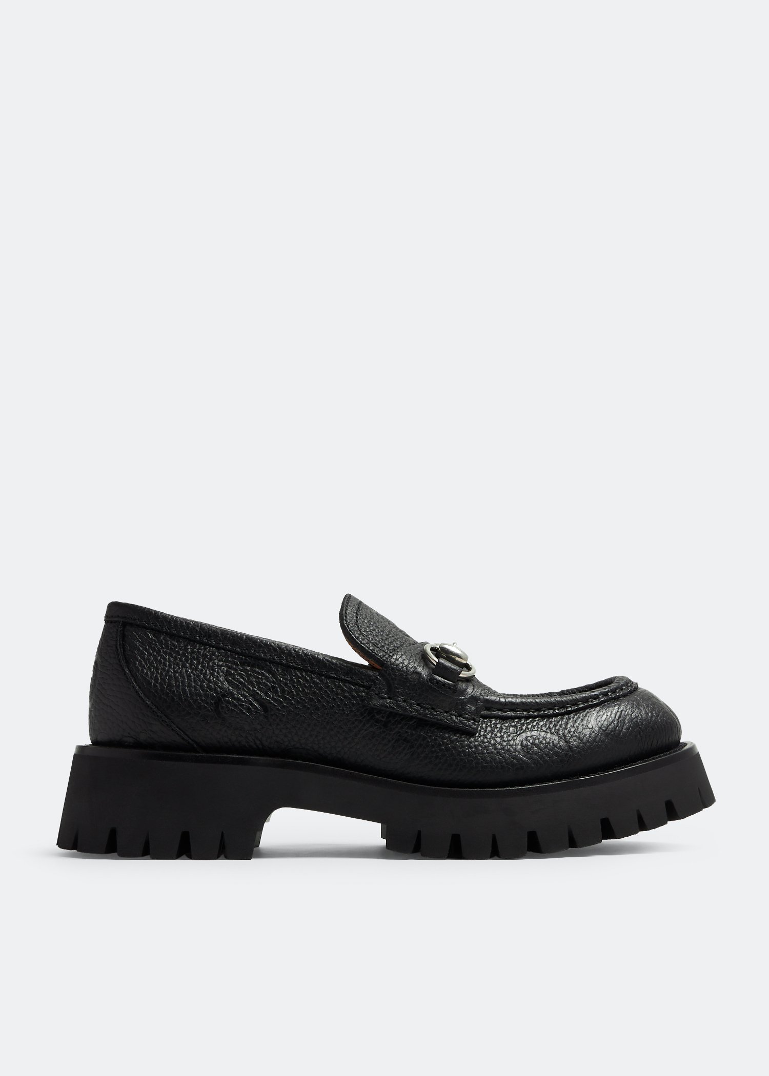 

Horsebit lug sole loafers, Black