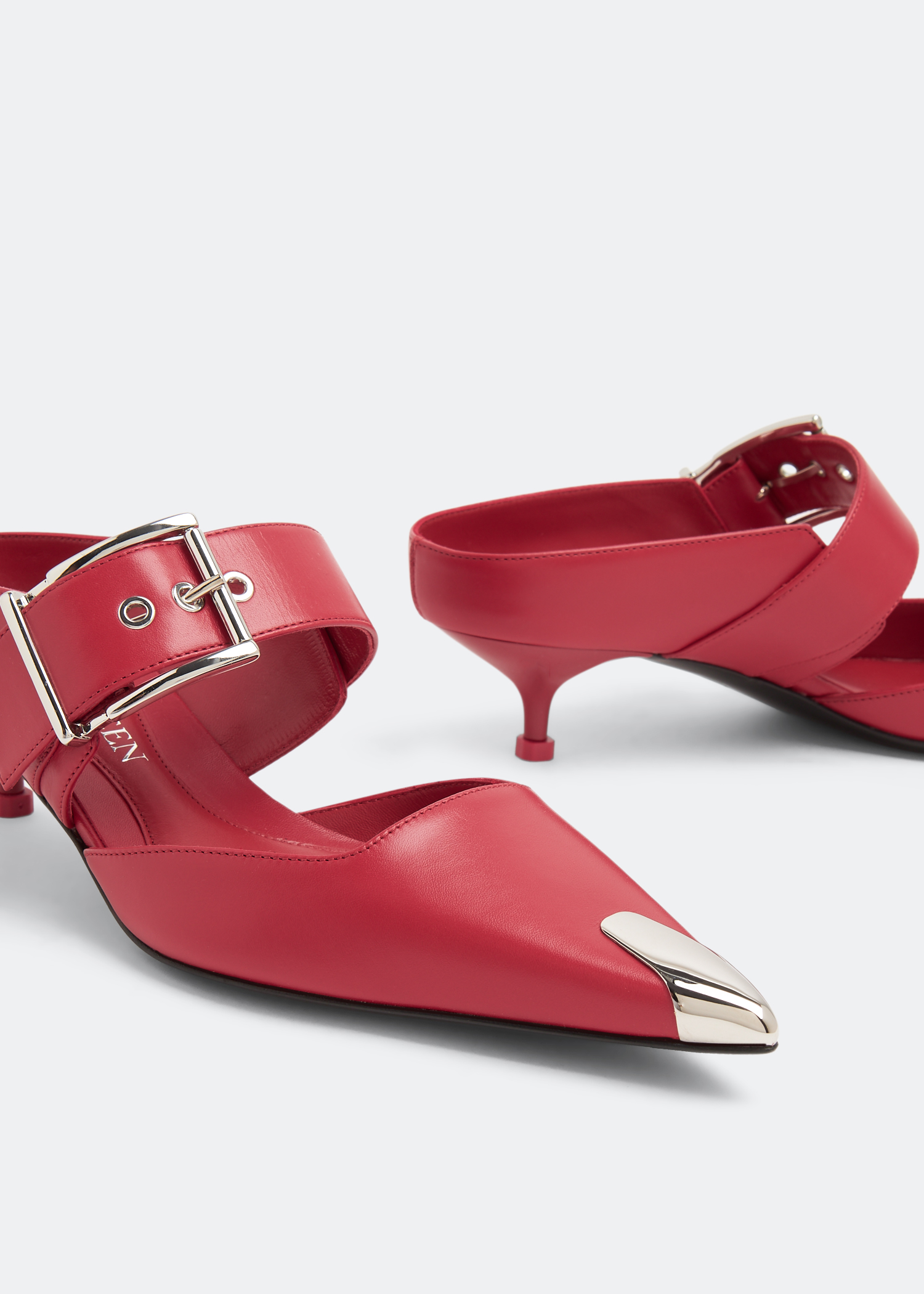 

Punk buckle mules, Red