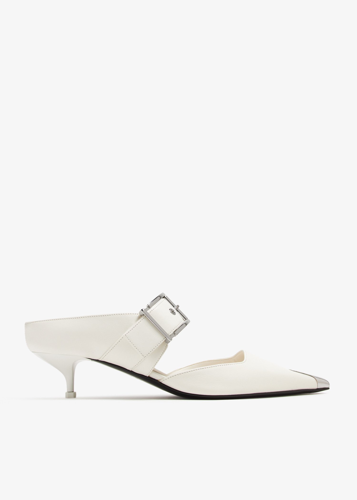 

Punk buckle mules, White