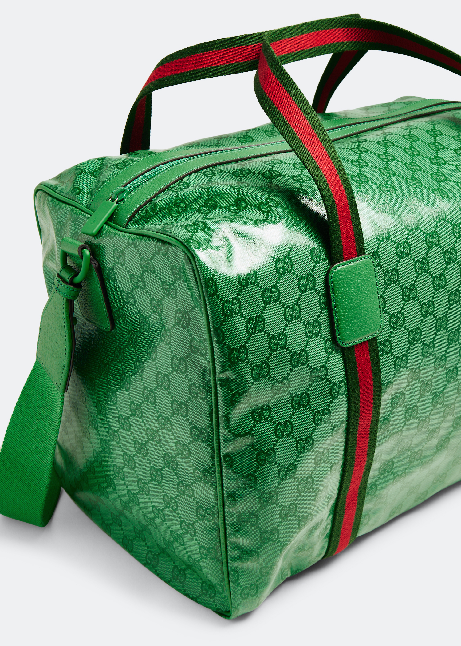 GUCCI Green GG crystal fabric duffle bag