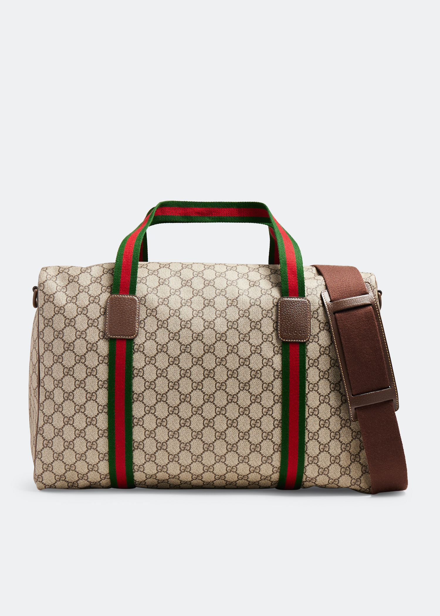 Gucci Large GG Supreme Canvas Duffle Bag in Brown