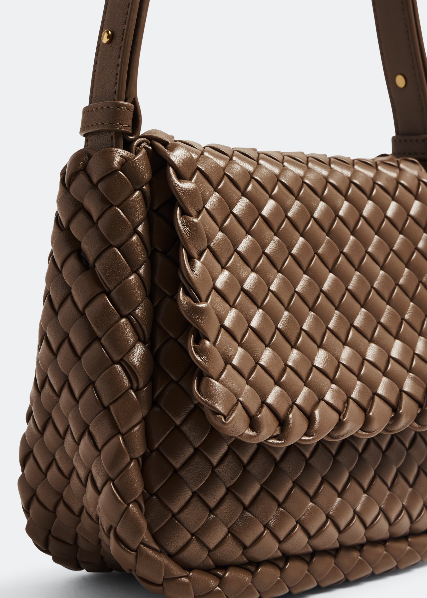 Bottega Veneta Intrecciato Woven Nappa Leather Flap Shoulder Bag