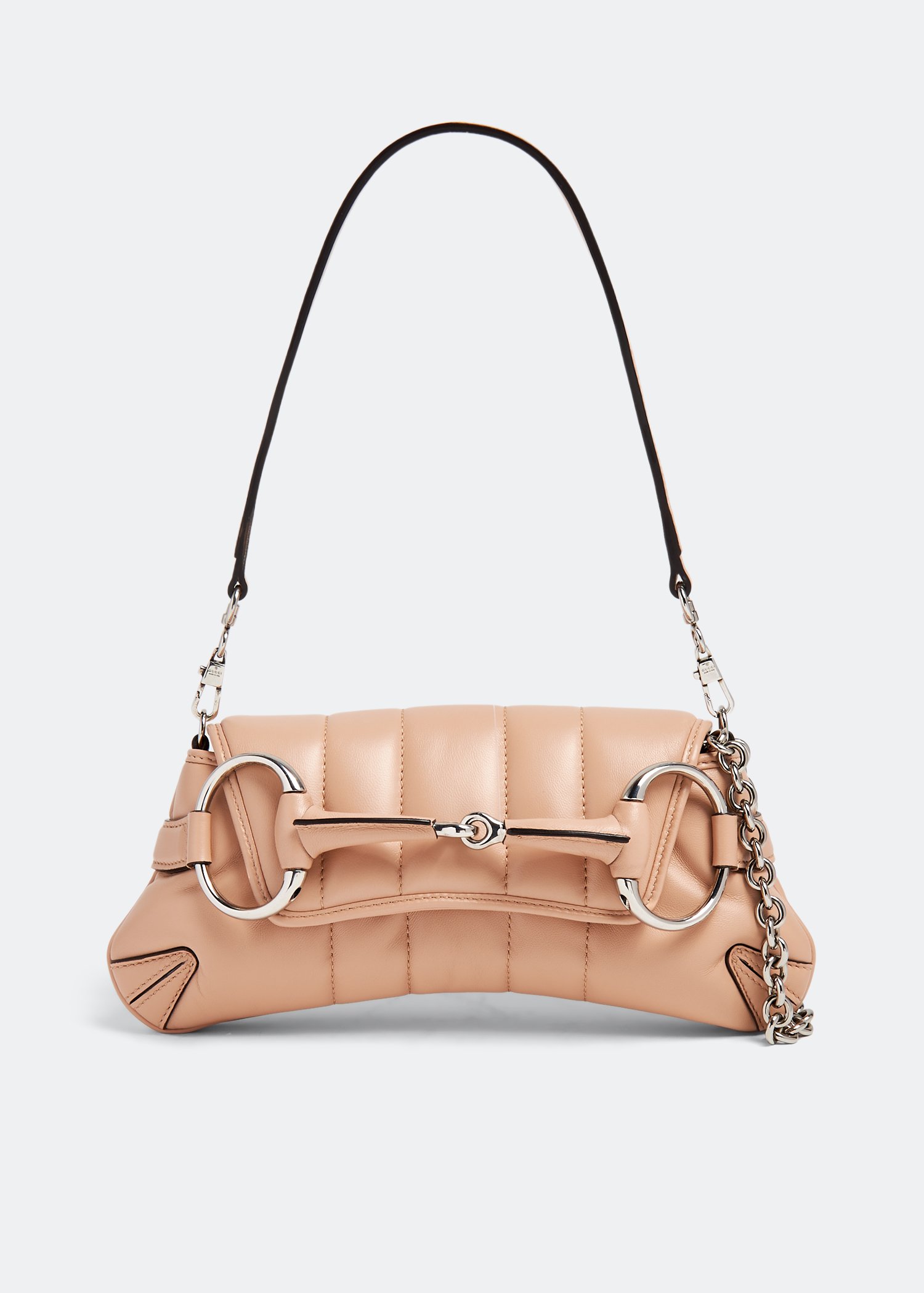 

Horsebit chain small shoulder bag, Beige