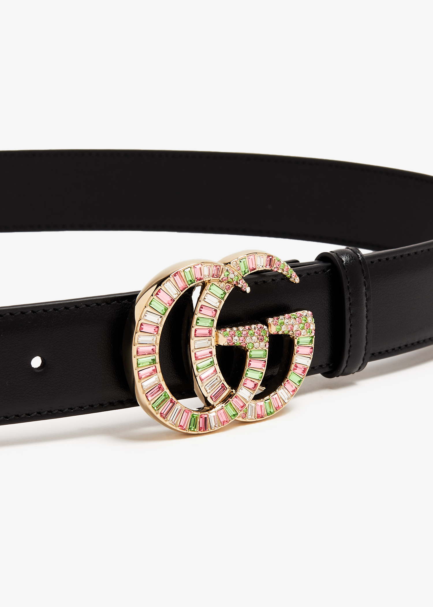 Gucci leather belt with pearl double g hotsell