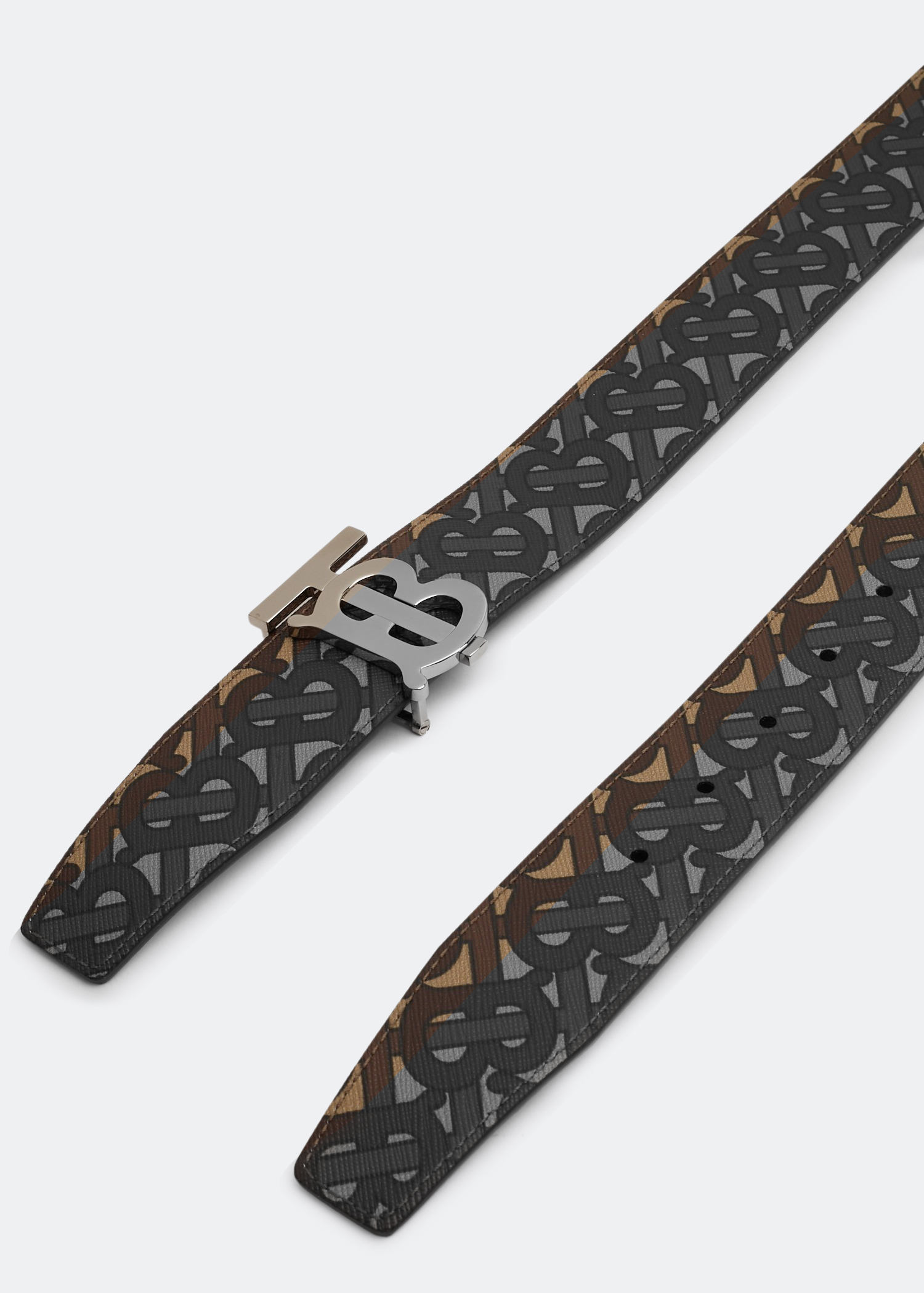 Burberry Men's Black Reversible Monogram Leather Belt