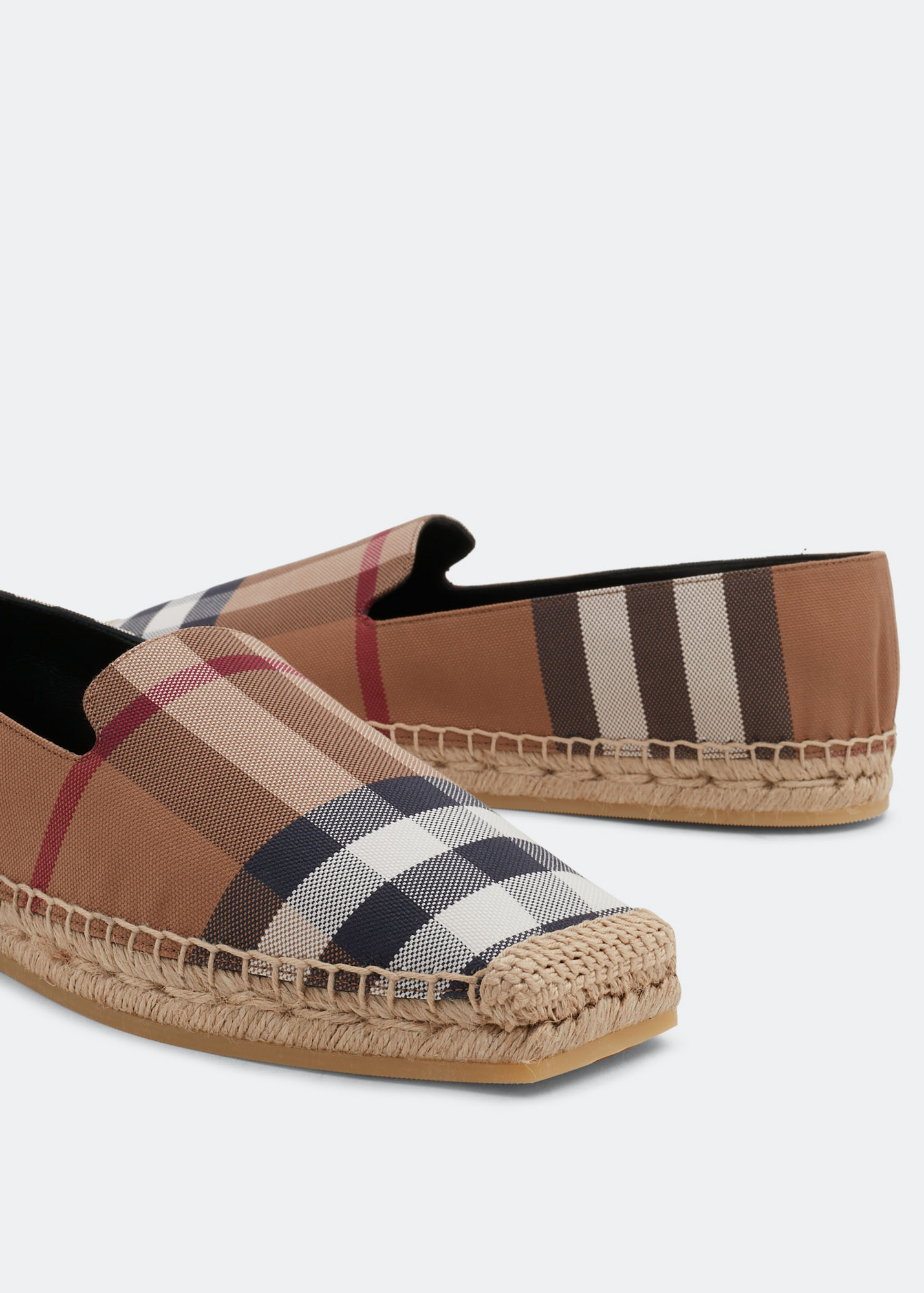 Burberry check jute cotton espadrilles on sale