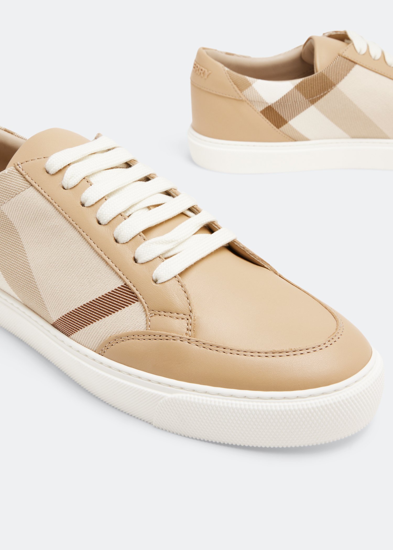 Burberry check 2024 leather sneakers