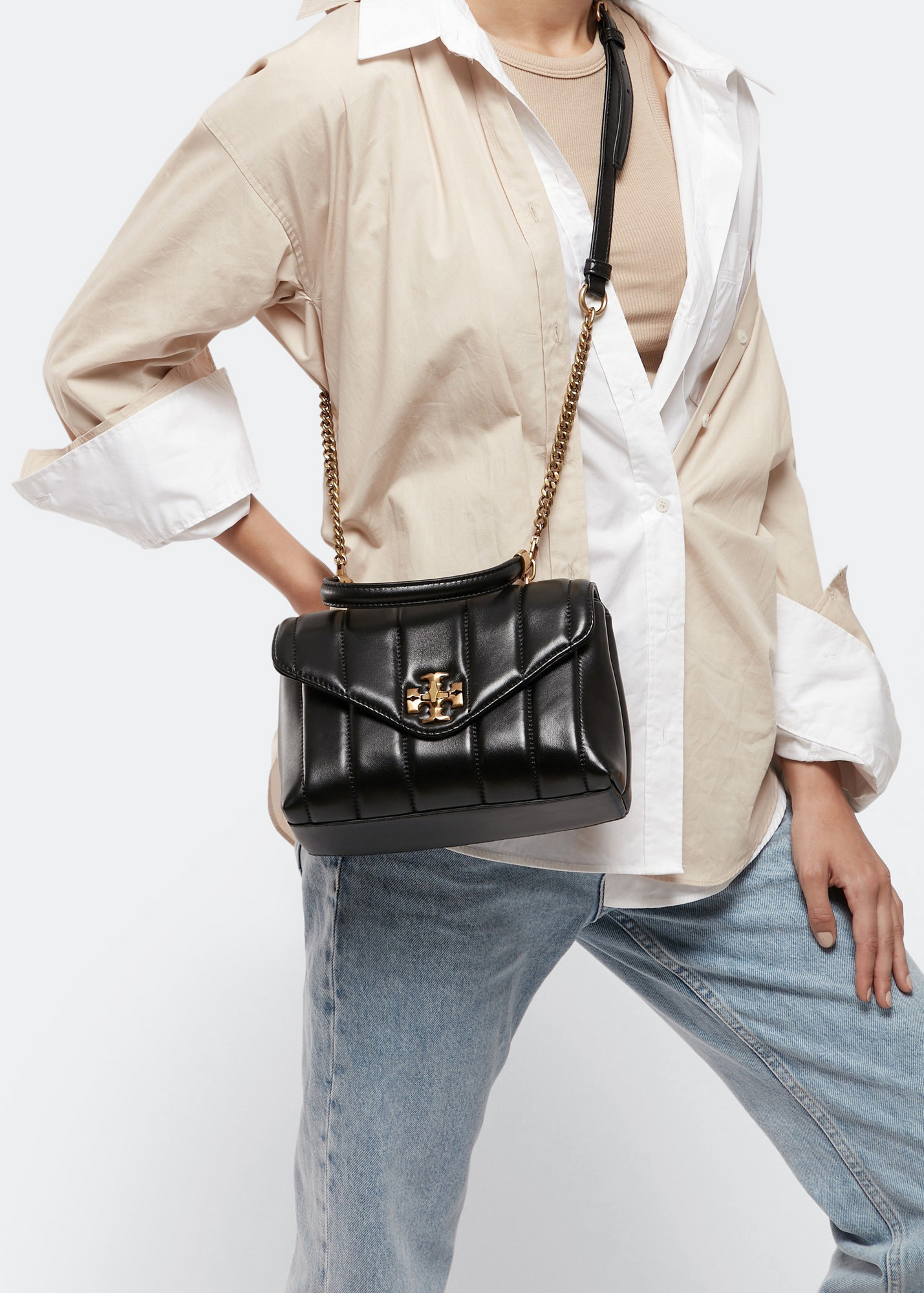Original T.O.R.Y. B.U.R.C.H Kira Small Quilted Leather Satchel Bag