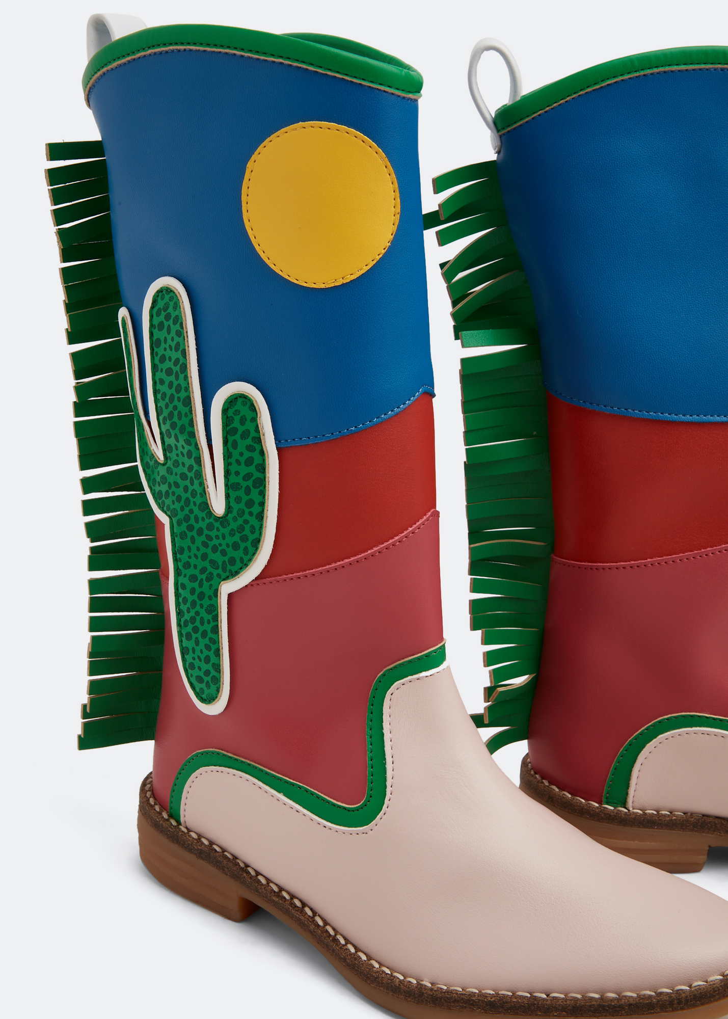 

Cactus and Sun fringed boots, Multi-coloured