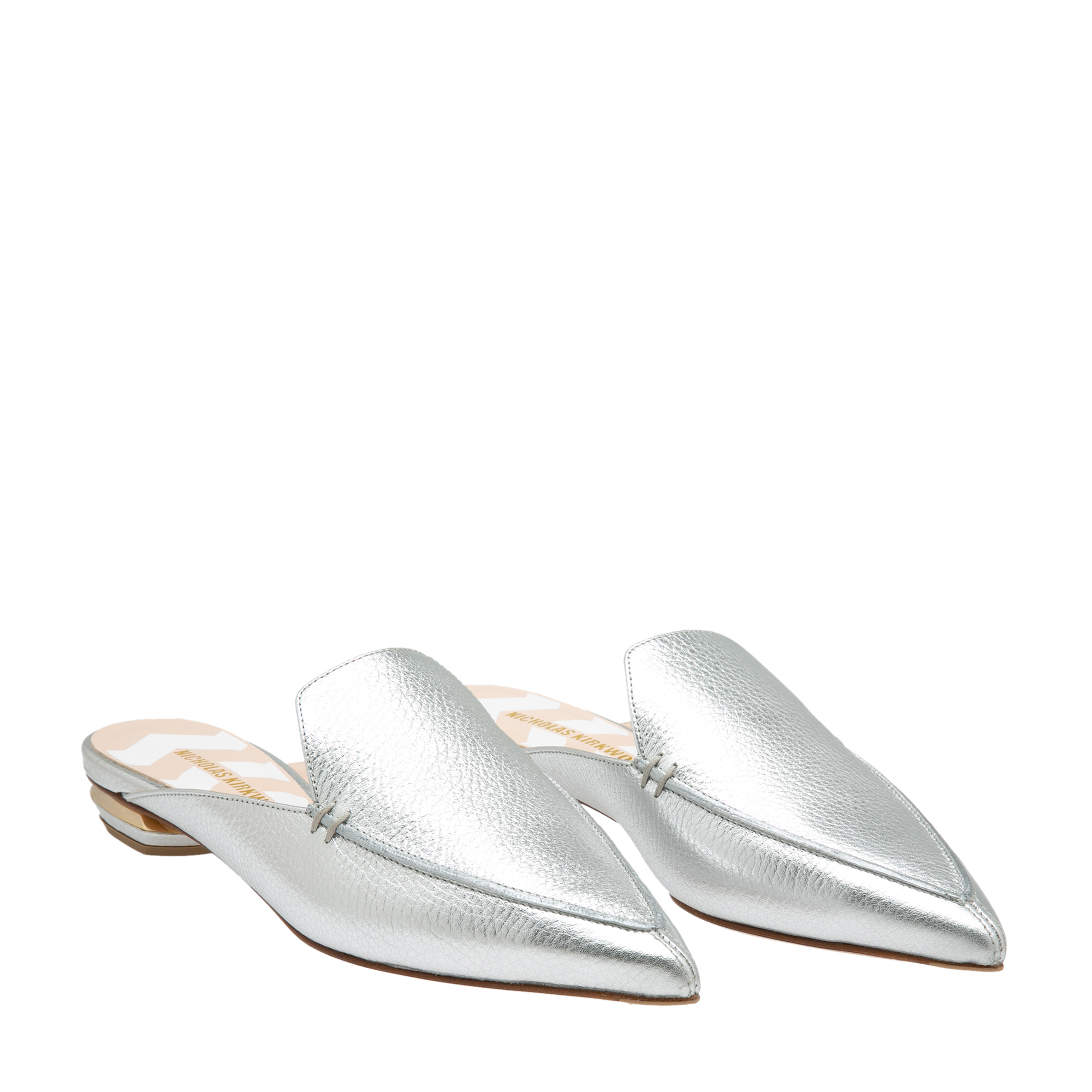 

Beya leather flat mules, Silver