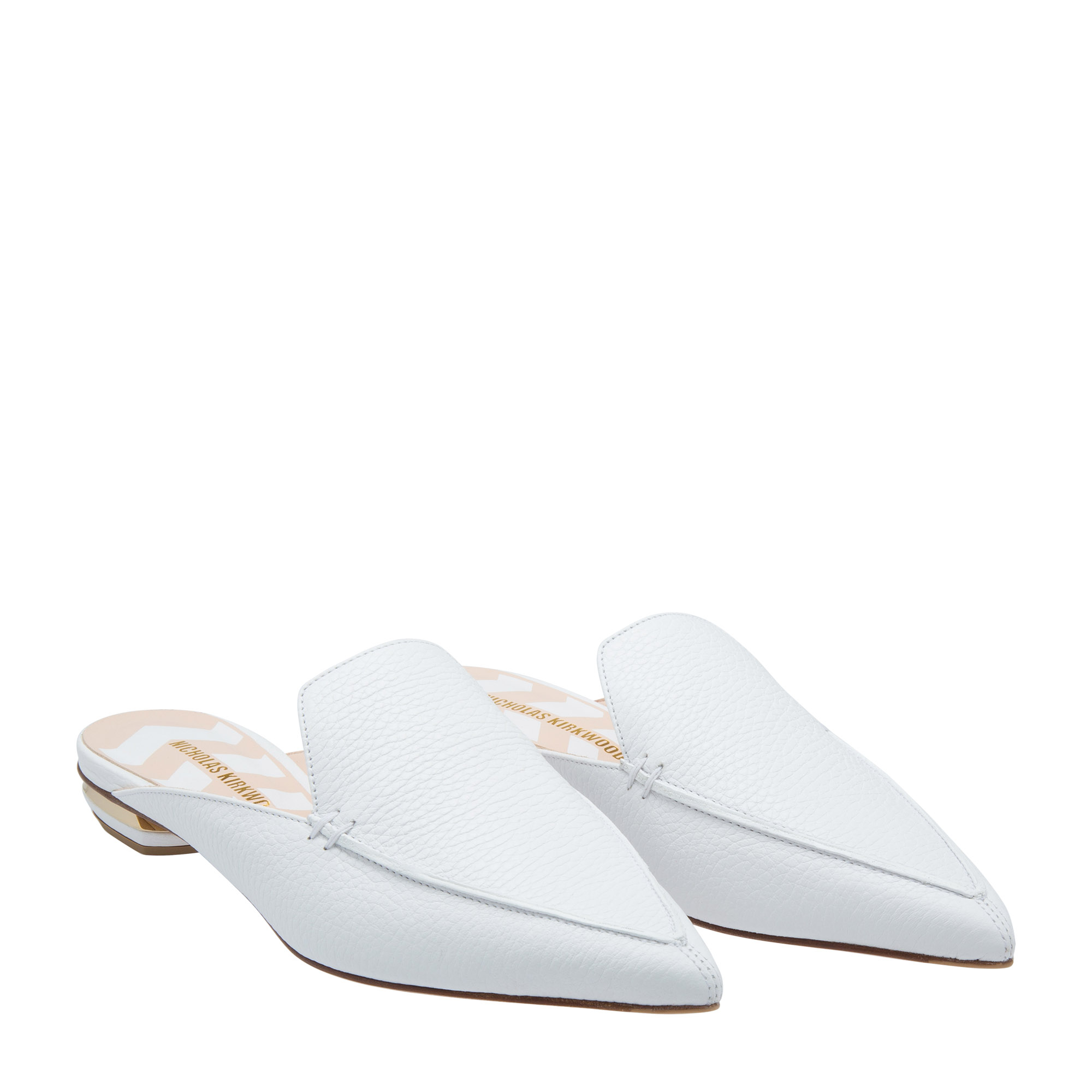 

Beya leather flat mules, White