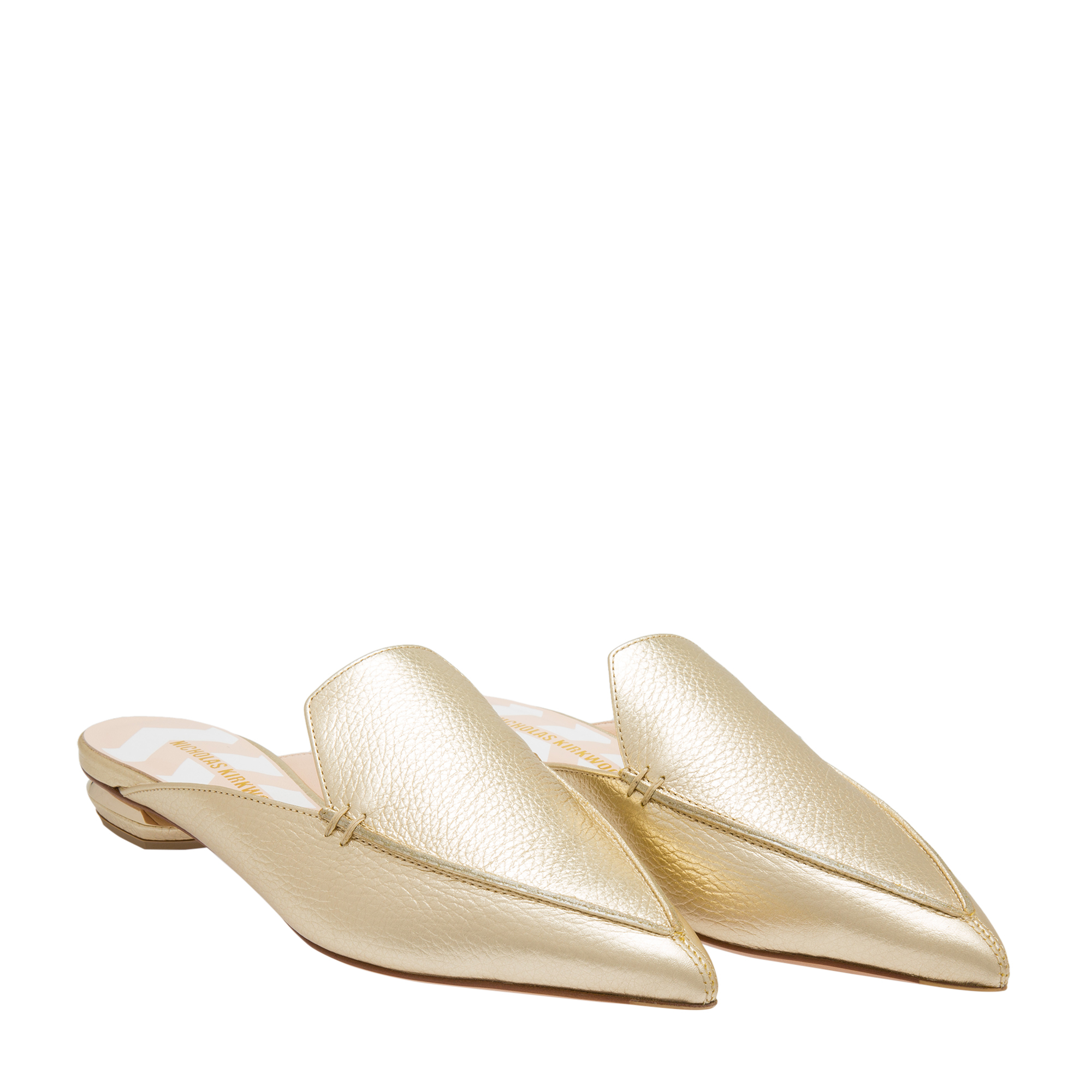 

Beya flat leather mules, Gold