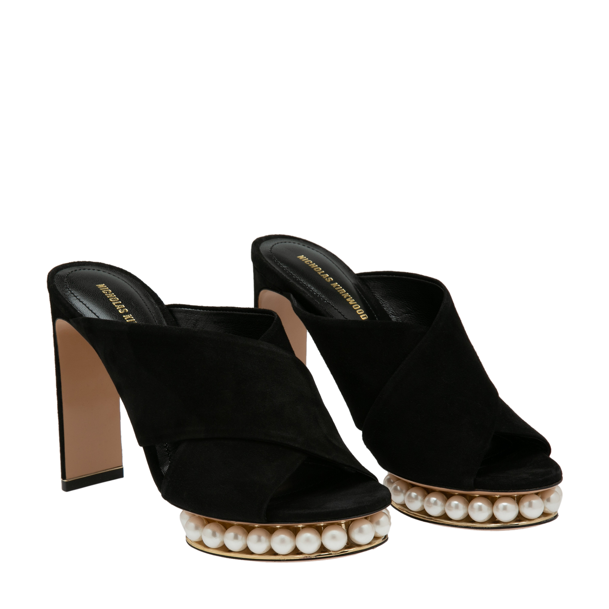 

Suede platform sandals, Black