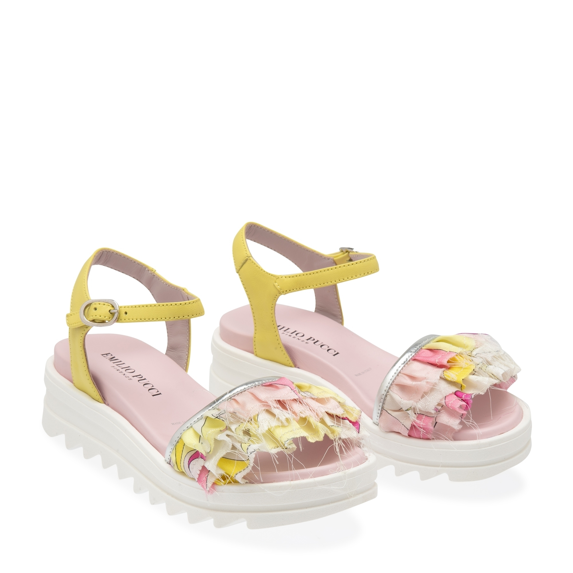 

Leather platform sandals, Yellow