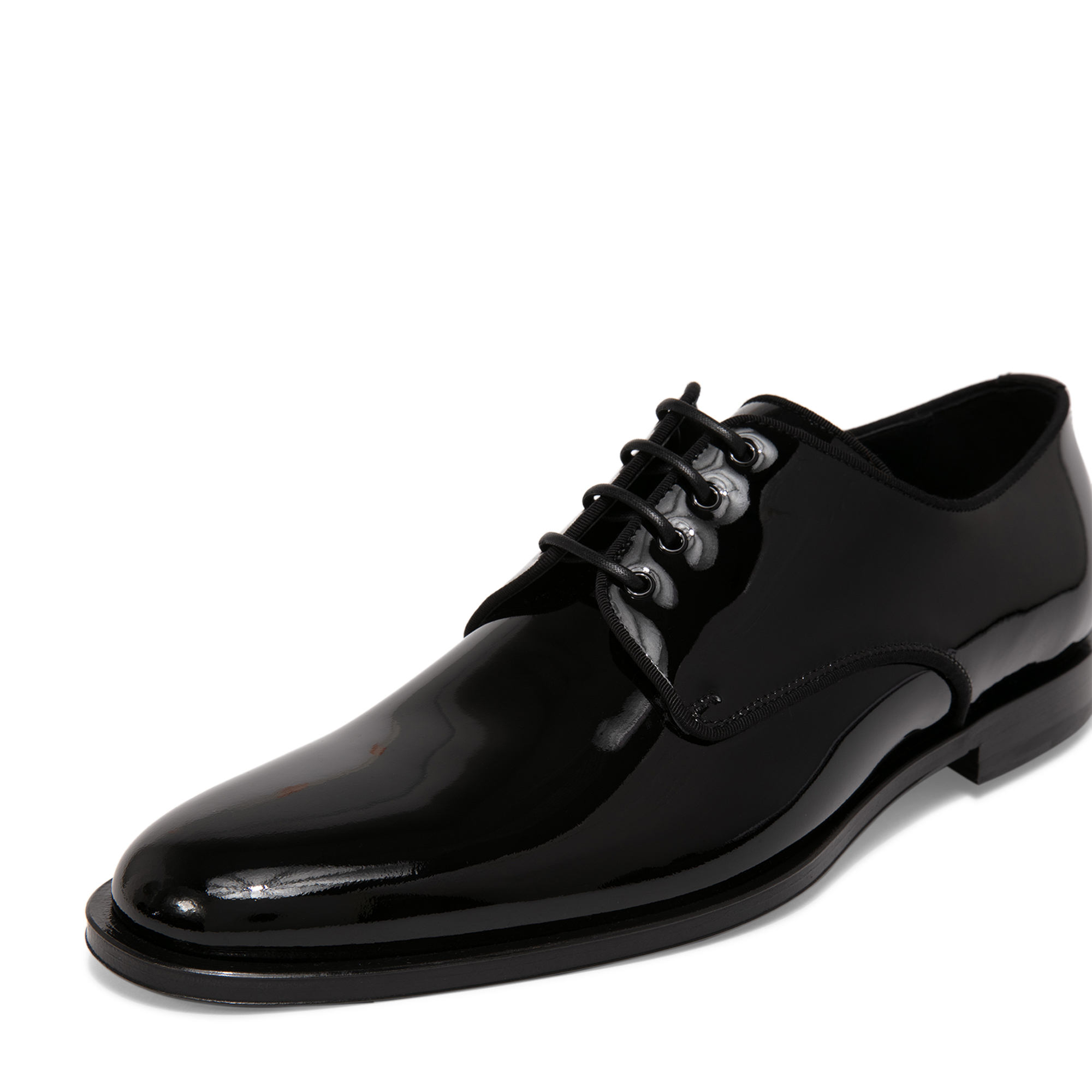 

Glossy patent leather derby shoes, Black