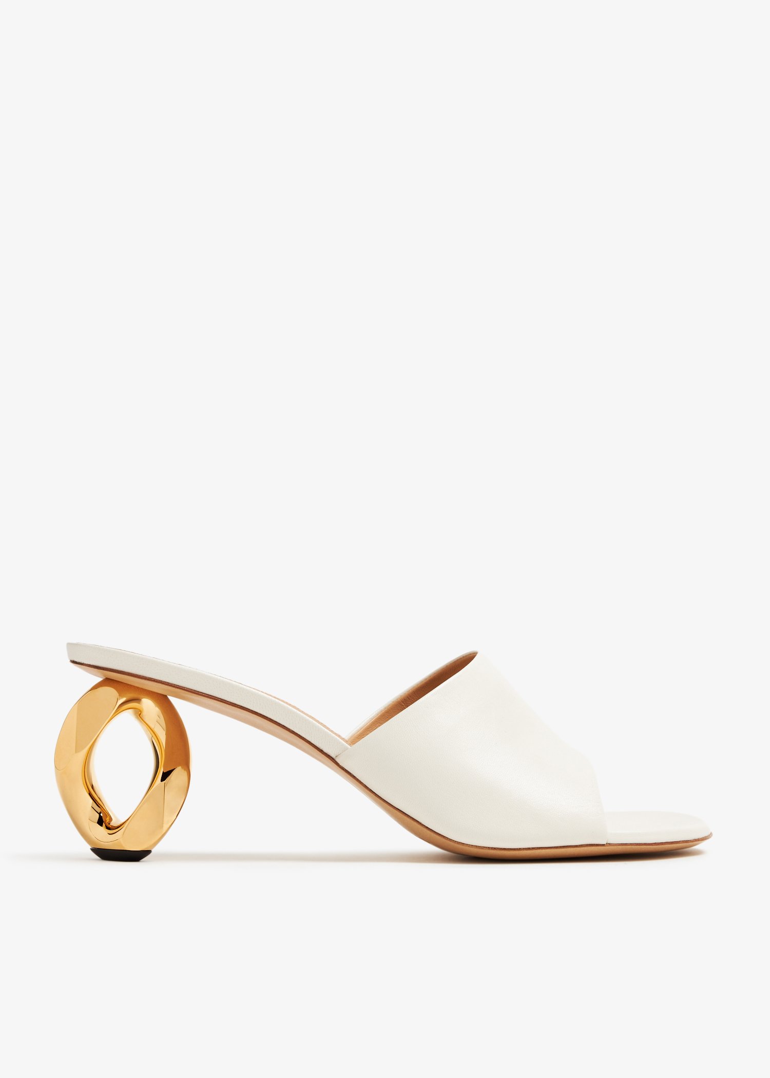 

Chain heel mules, White