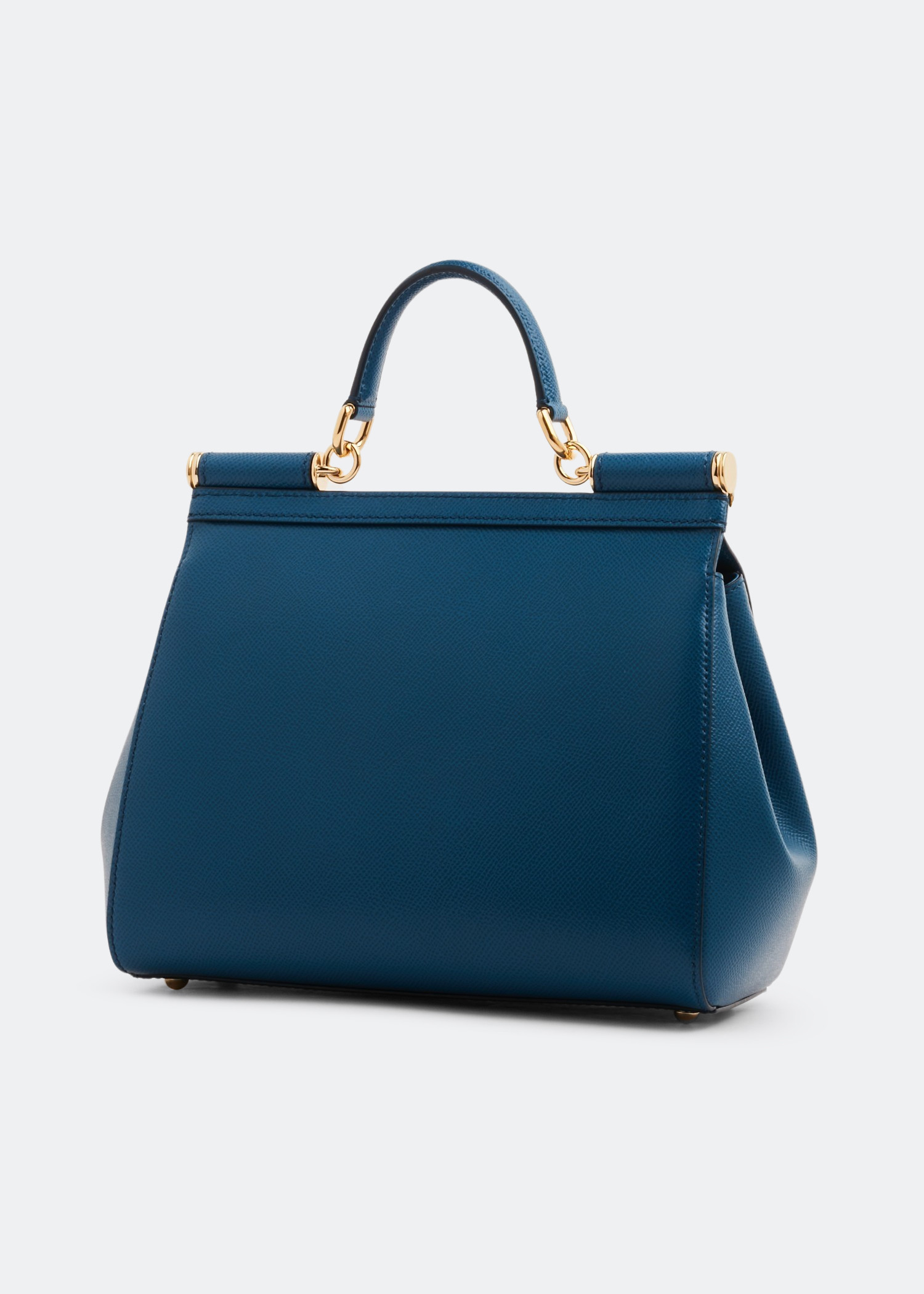 Dolce & Gabbana Medium Sicily Bag In Dauphine Leather In Light Blue