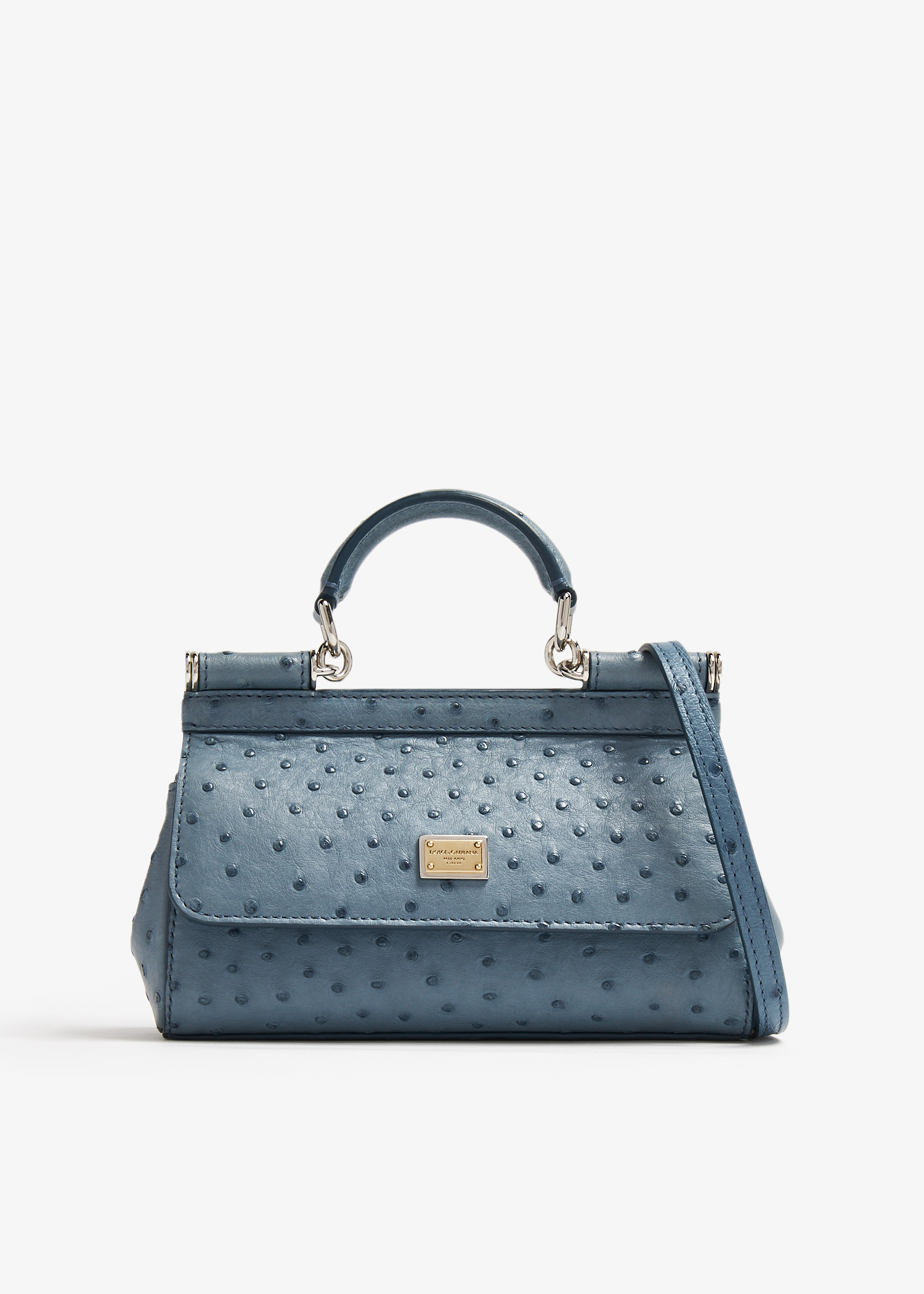 Dolce&Gabbana Small Sicily ostrich leather bag for Women - Blue in 