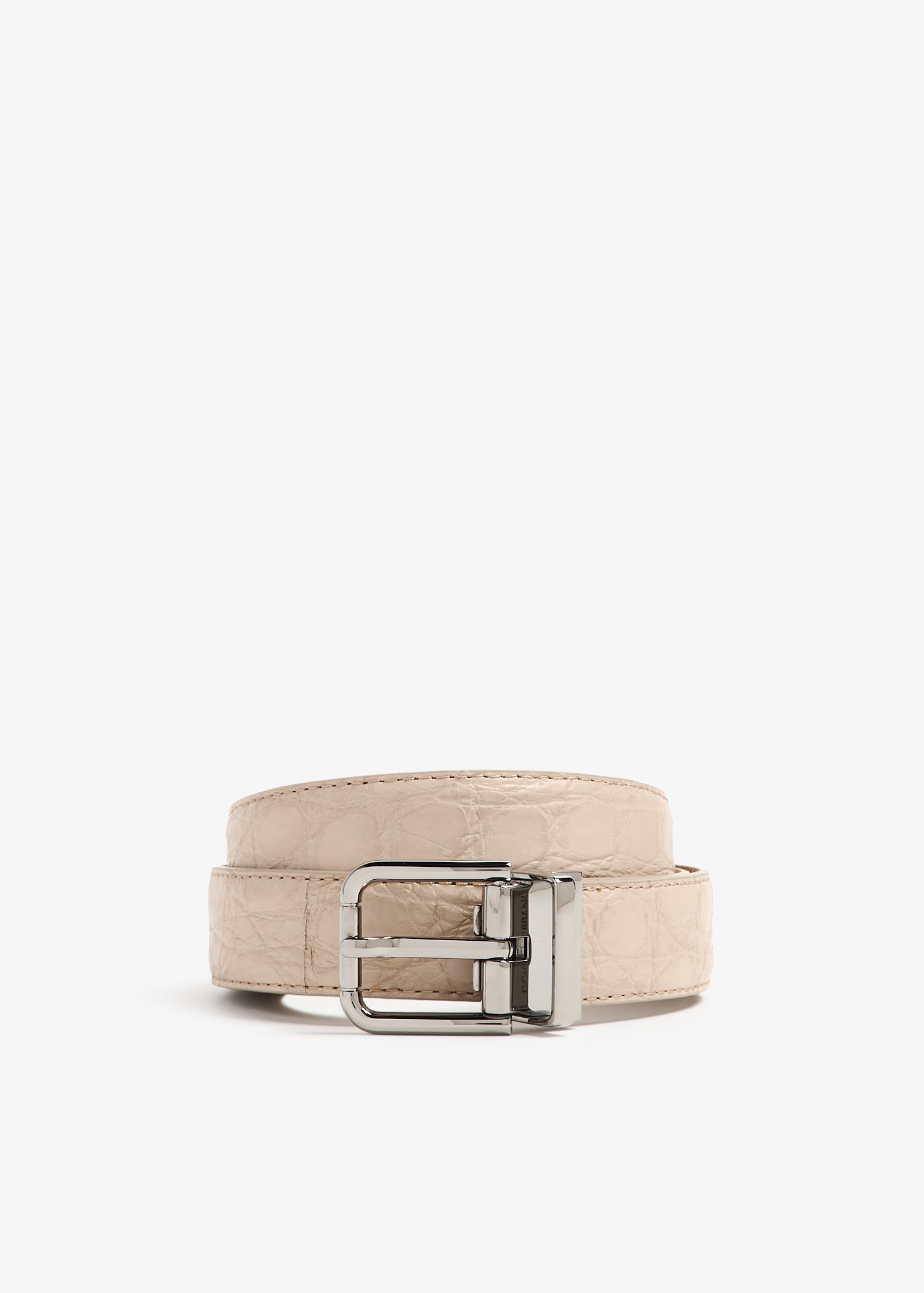 

Croc leather reversible belt, Beige