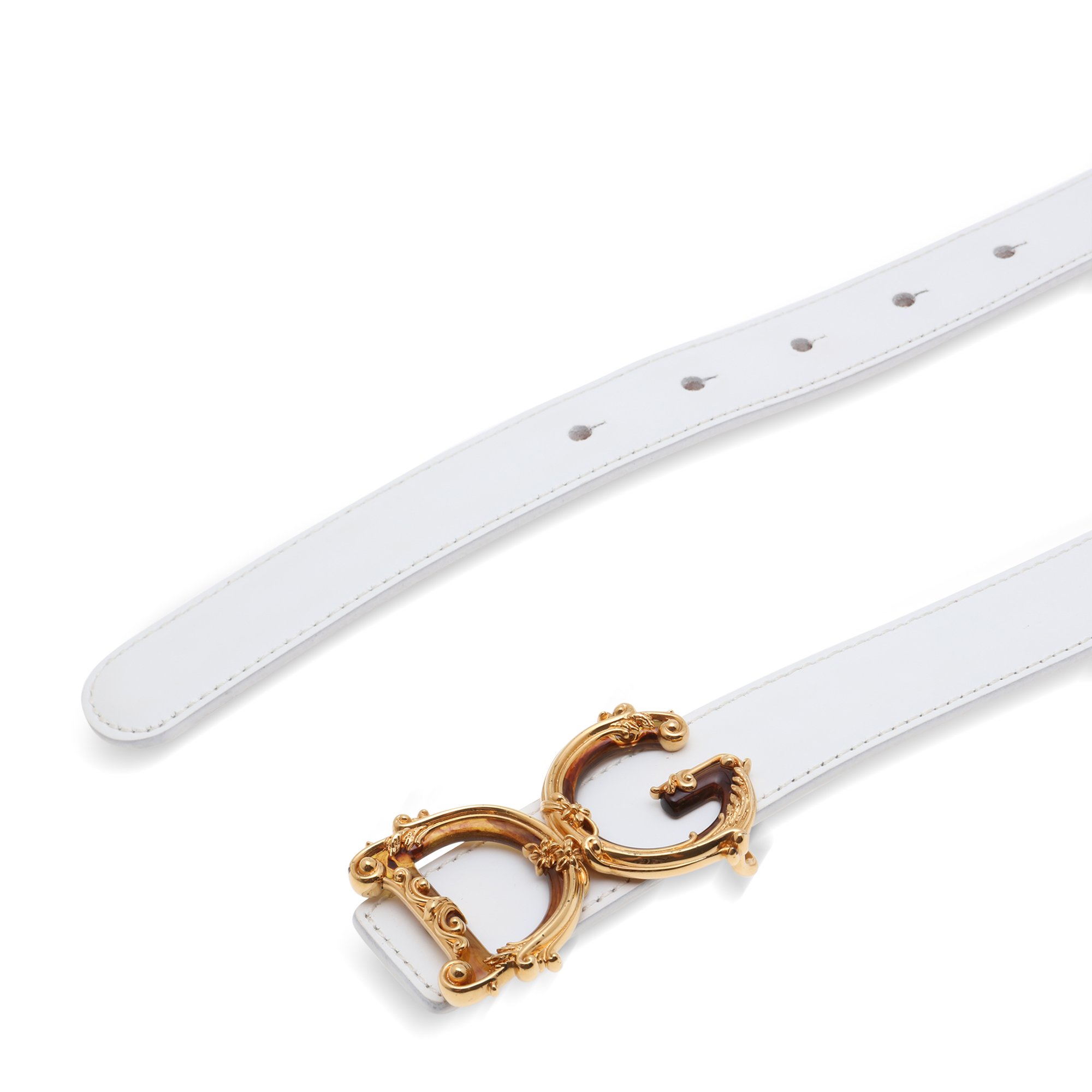 

Baroque logo belt, White