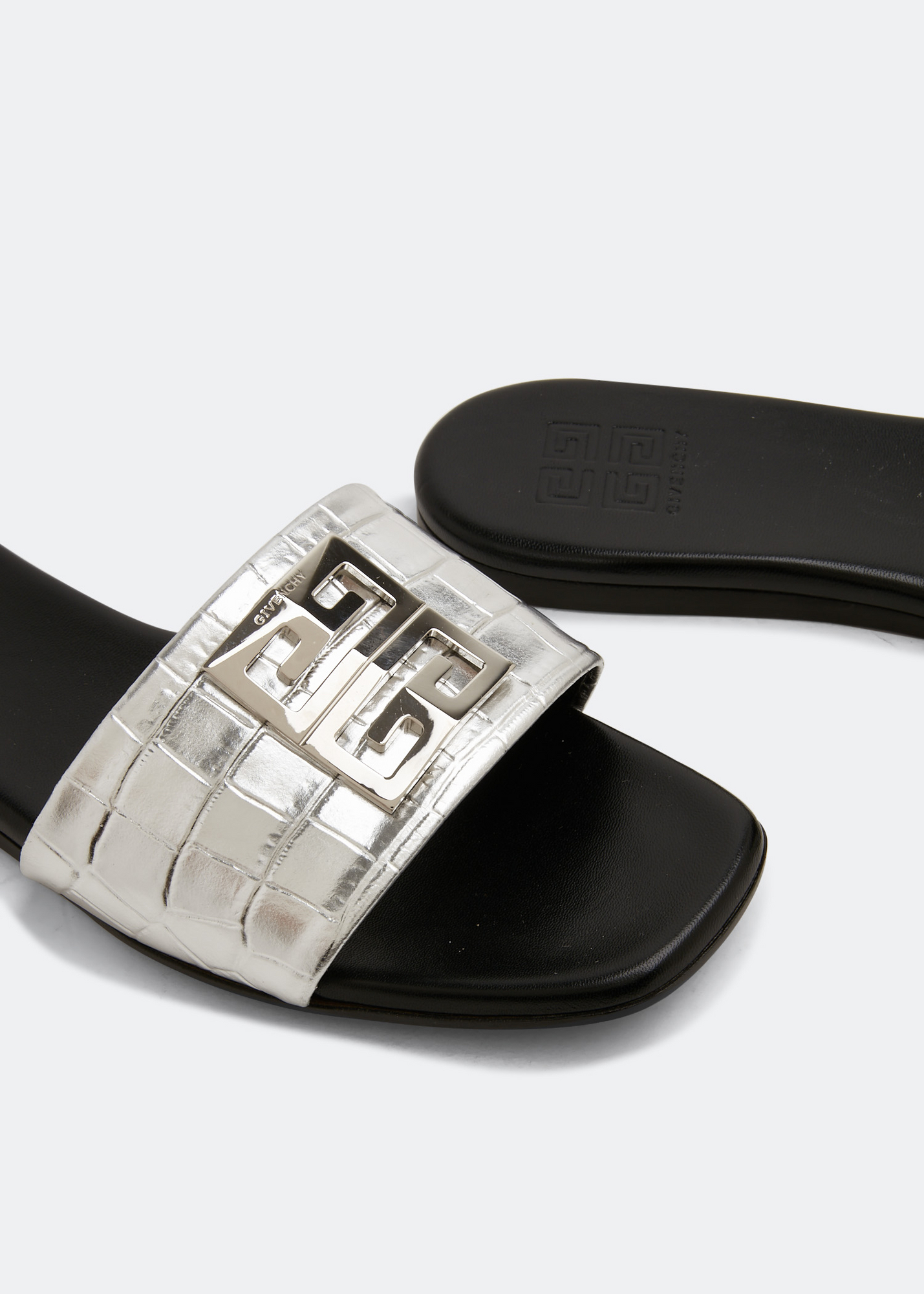 Givenchy slides silver hot sale