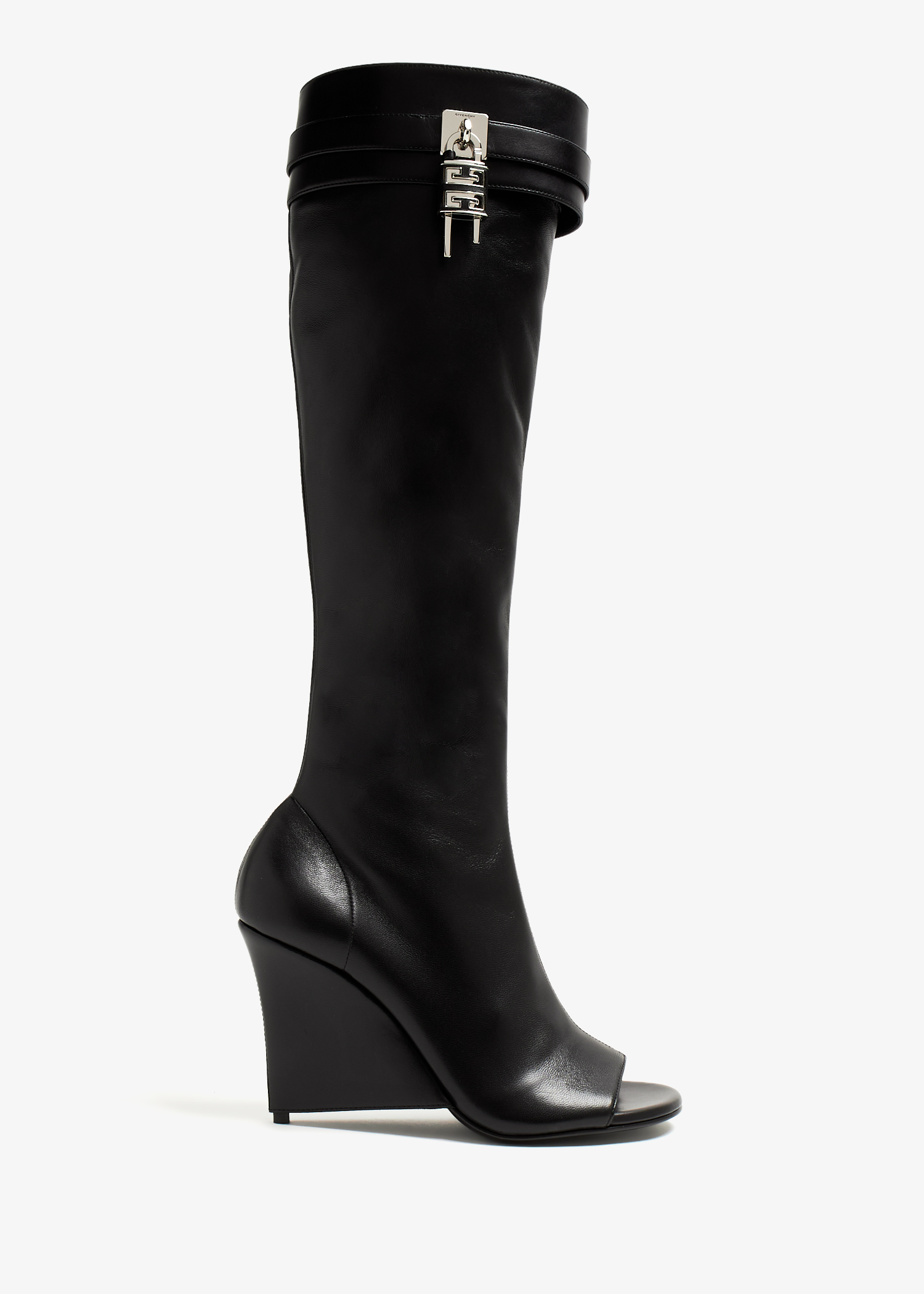 

Shark Lock sandal wedge boots, Black