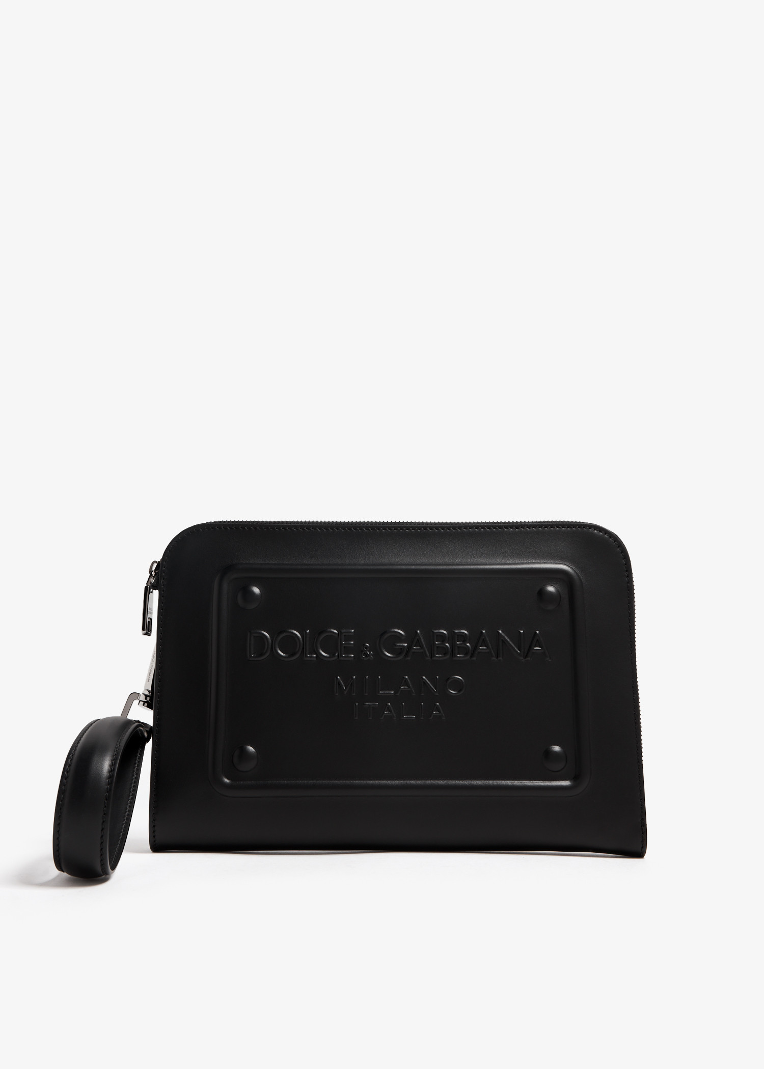 

Leather logo pouch, Black