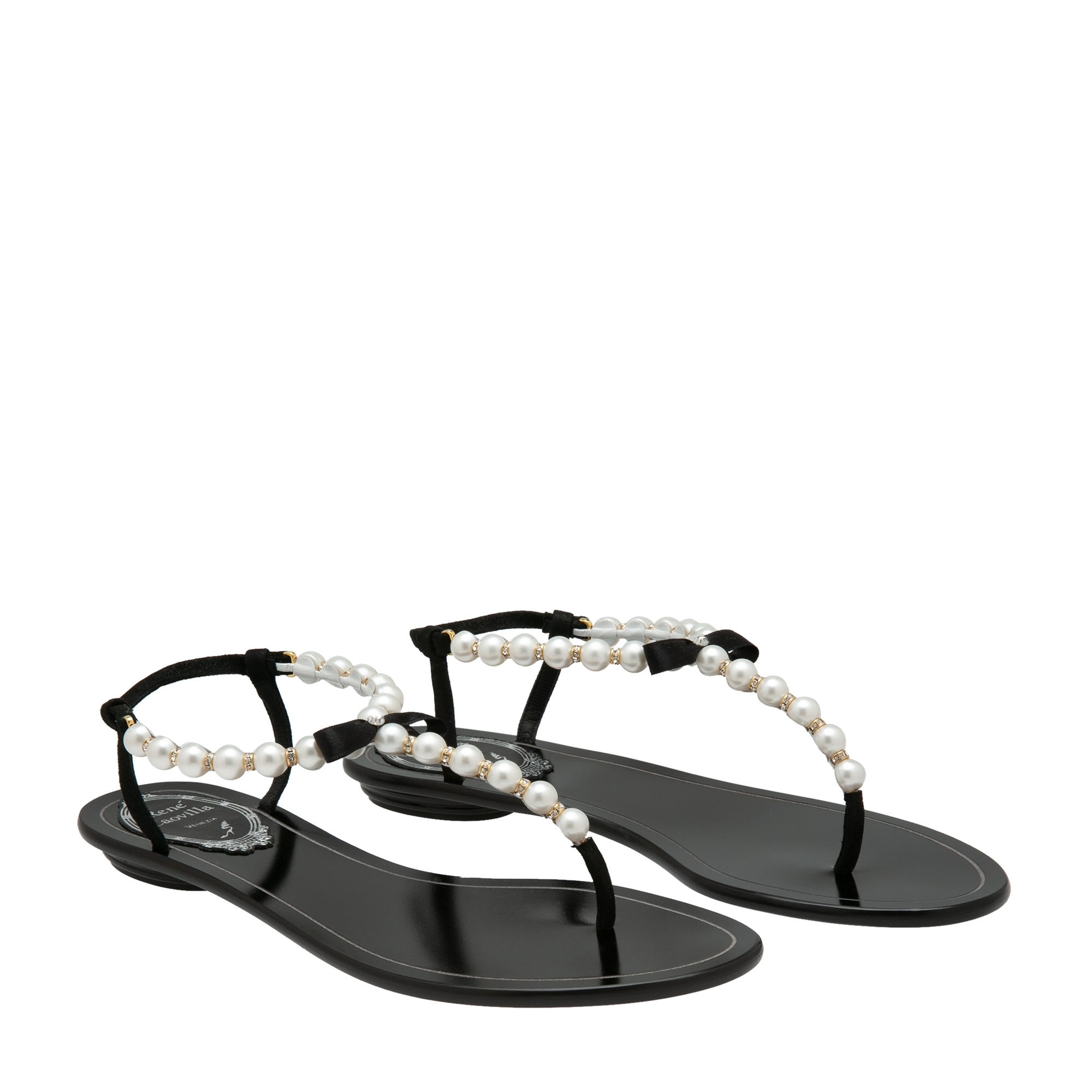 

Pearl embellished sandals, Black