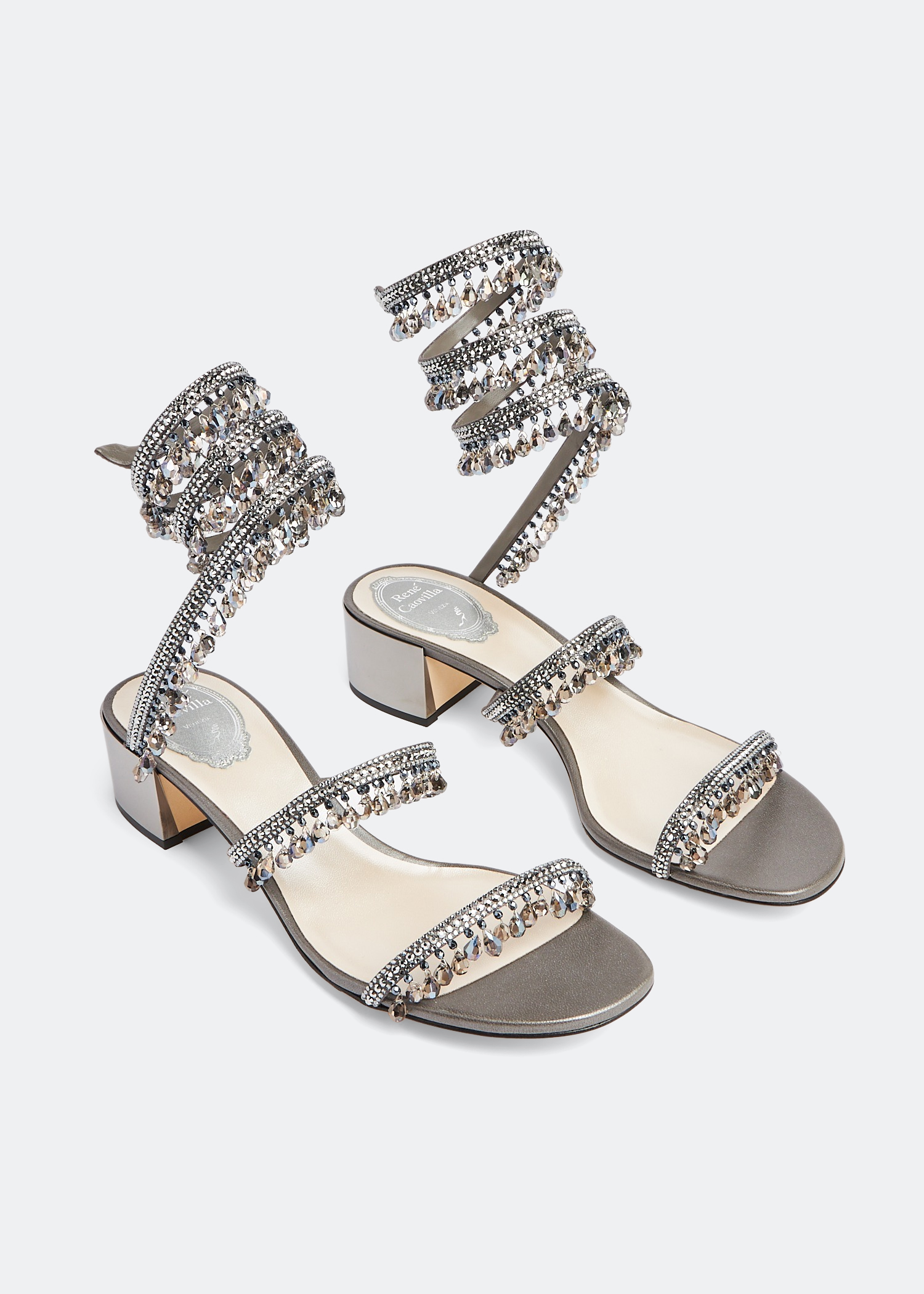 René Caovilla Chandelier crystal sandals for Women - Grey in KSA 