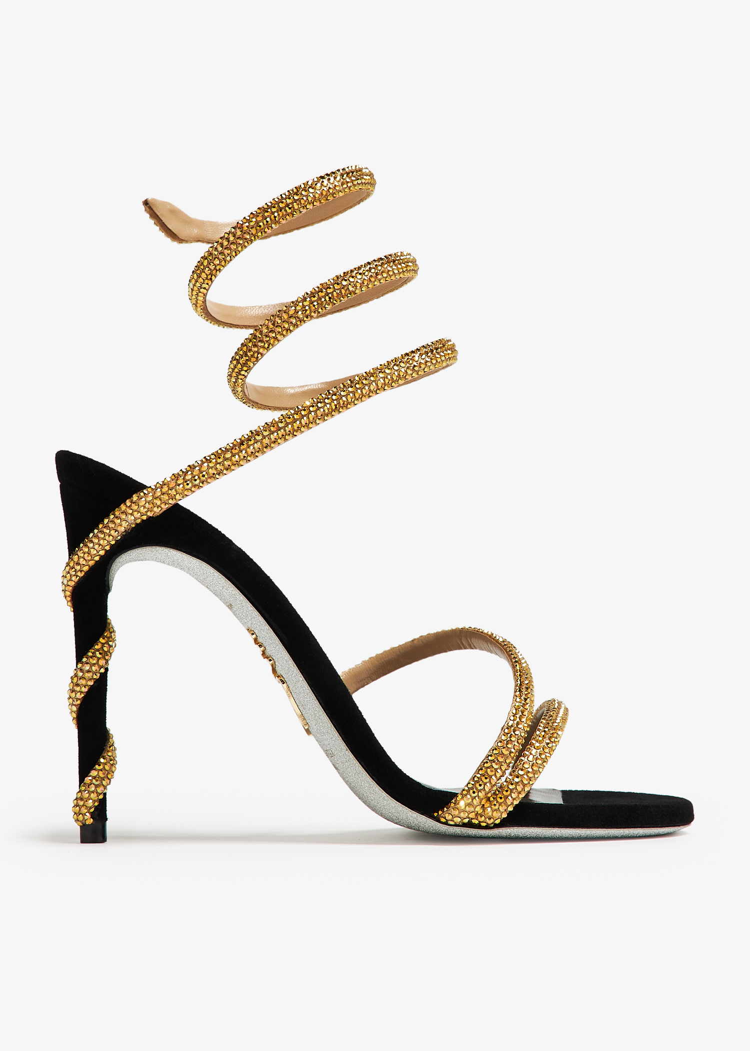 

Suede crystal-embellished sandals, Gold